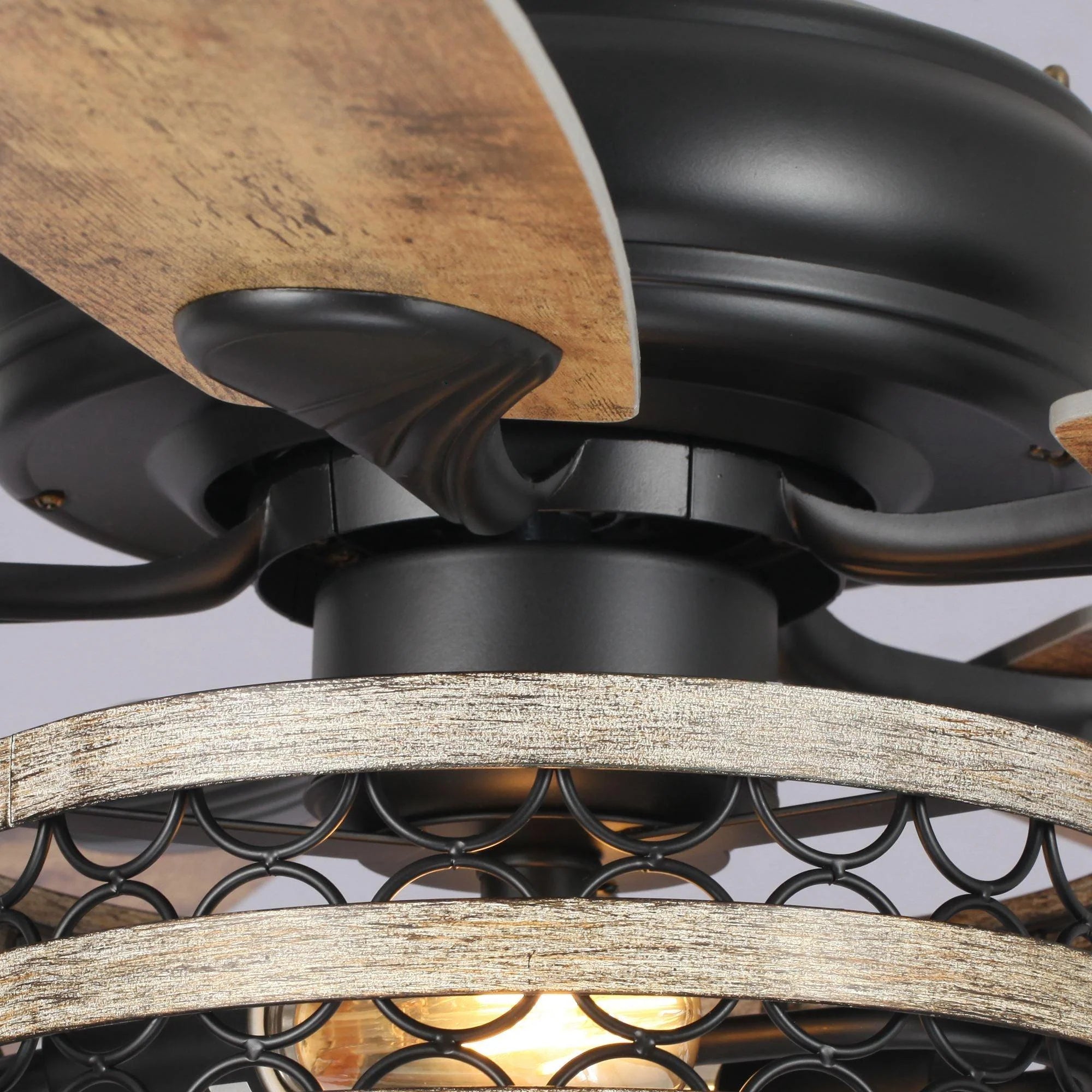 52" Matte Black Cage Ceiling Fan