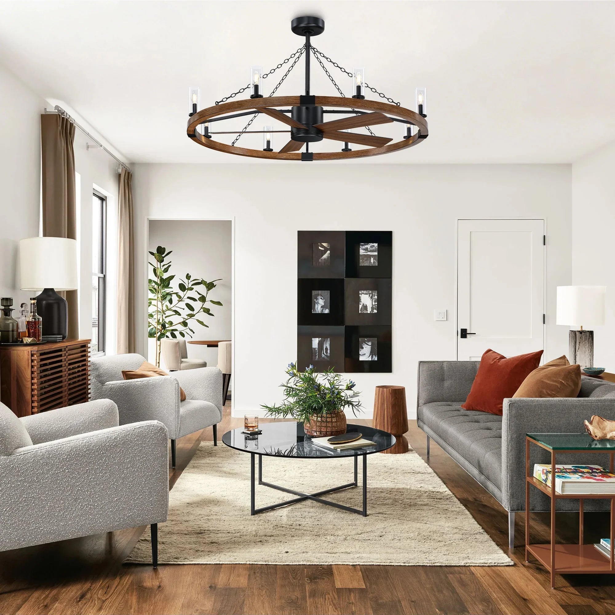 52" Amelia Black Industrial Fandelier - IPLUS Lighting