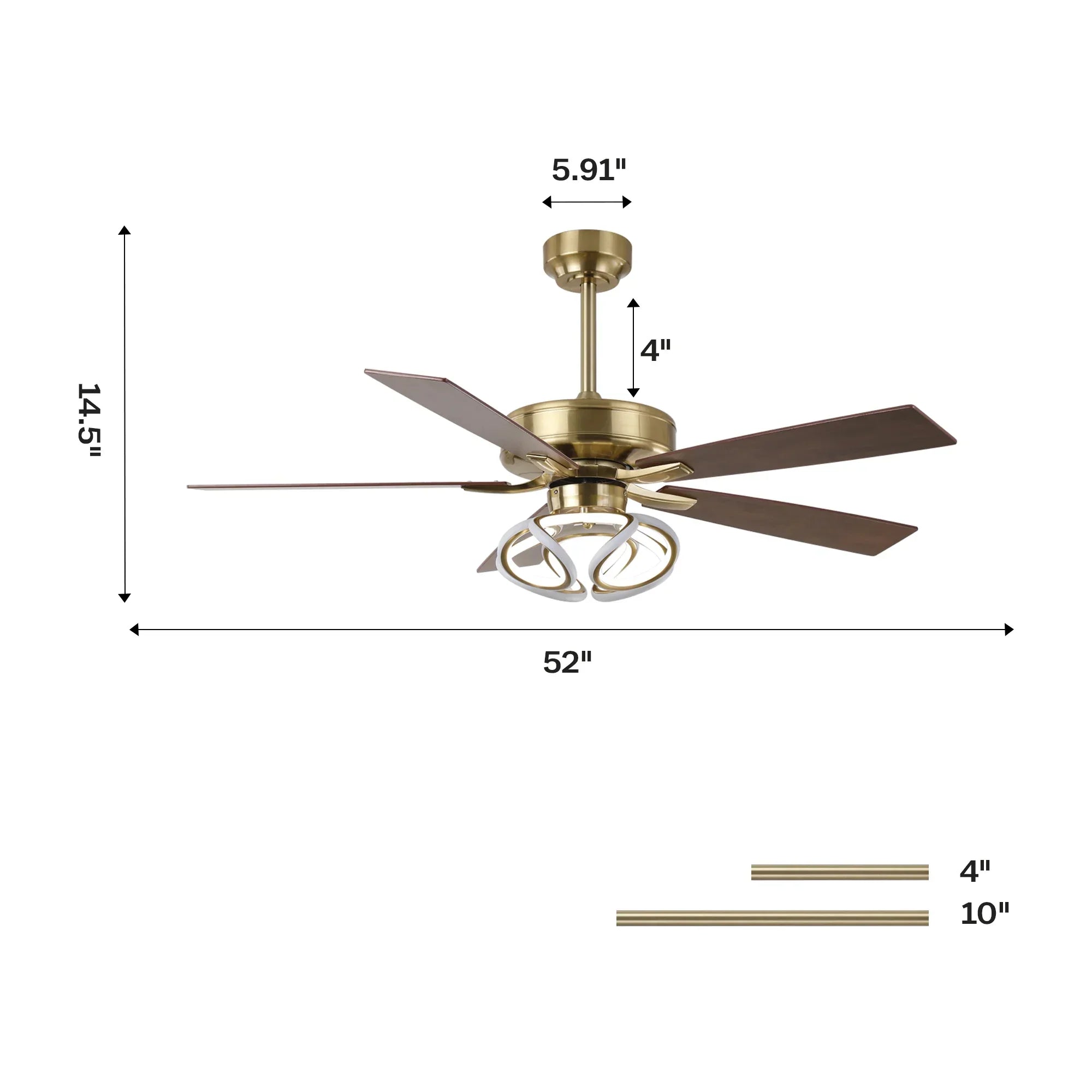 52" Boyd Antique-bronze Golden RGB LED Smart Fan - IPLUS Lighting