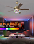 52" Boyd Antique-bronze Golden RGB LED Smart Fan - IPLUS Lighting