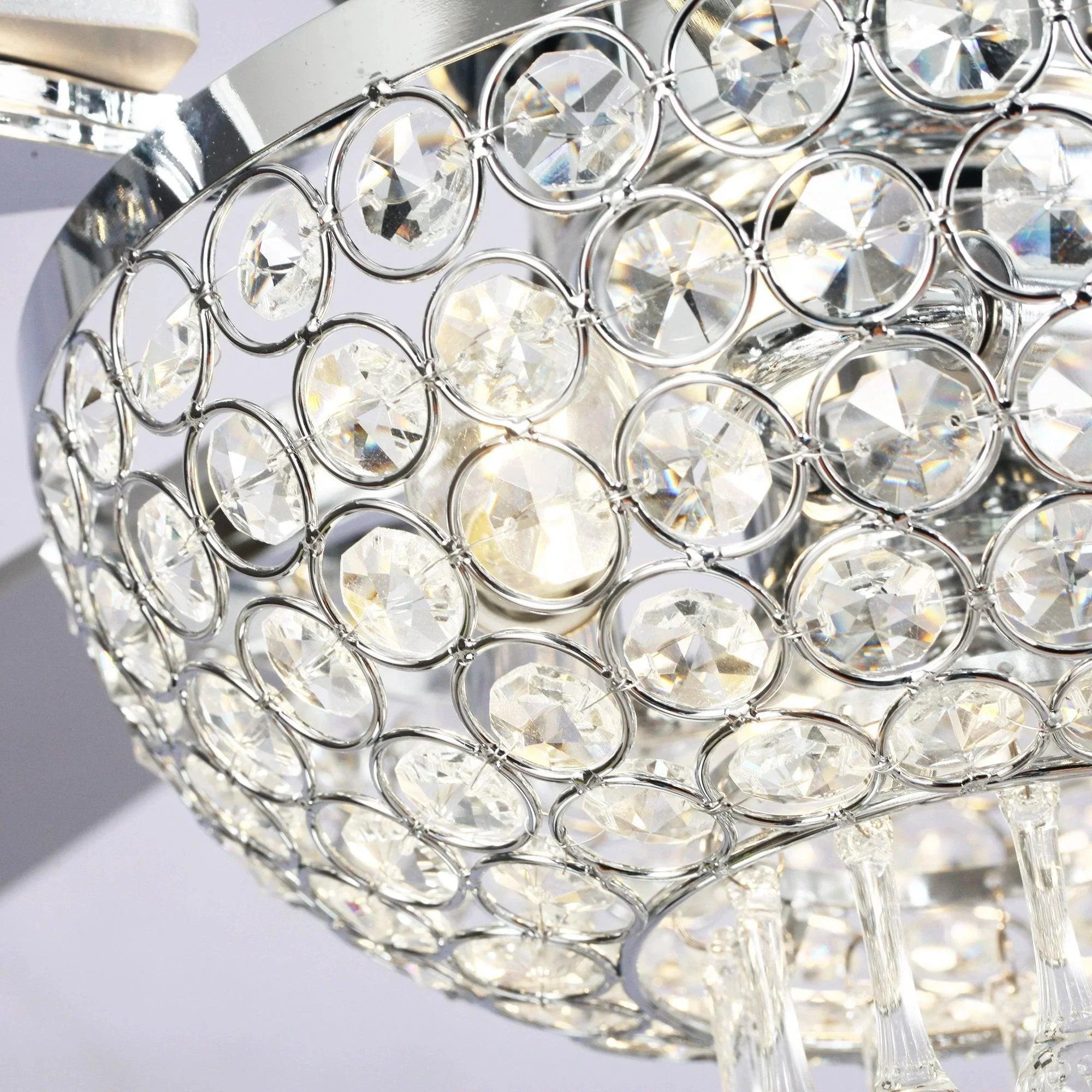 52" Kanpur Flush Mount Reversible Crystal Ceiling Fan - IPLUS Lighting