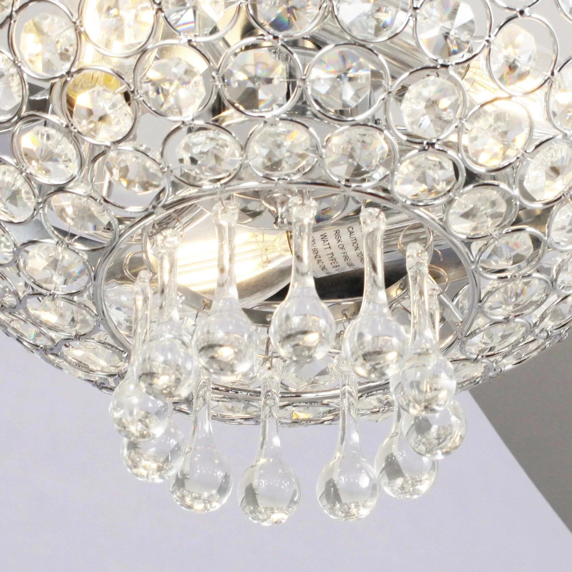 52" Kanpur Flush Mount Reversible Crystal Ceiling Fan - IPLUS Lighting