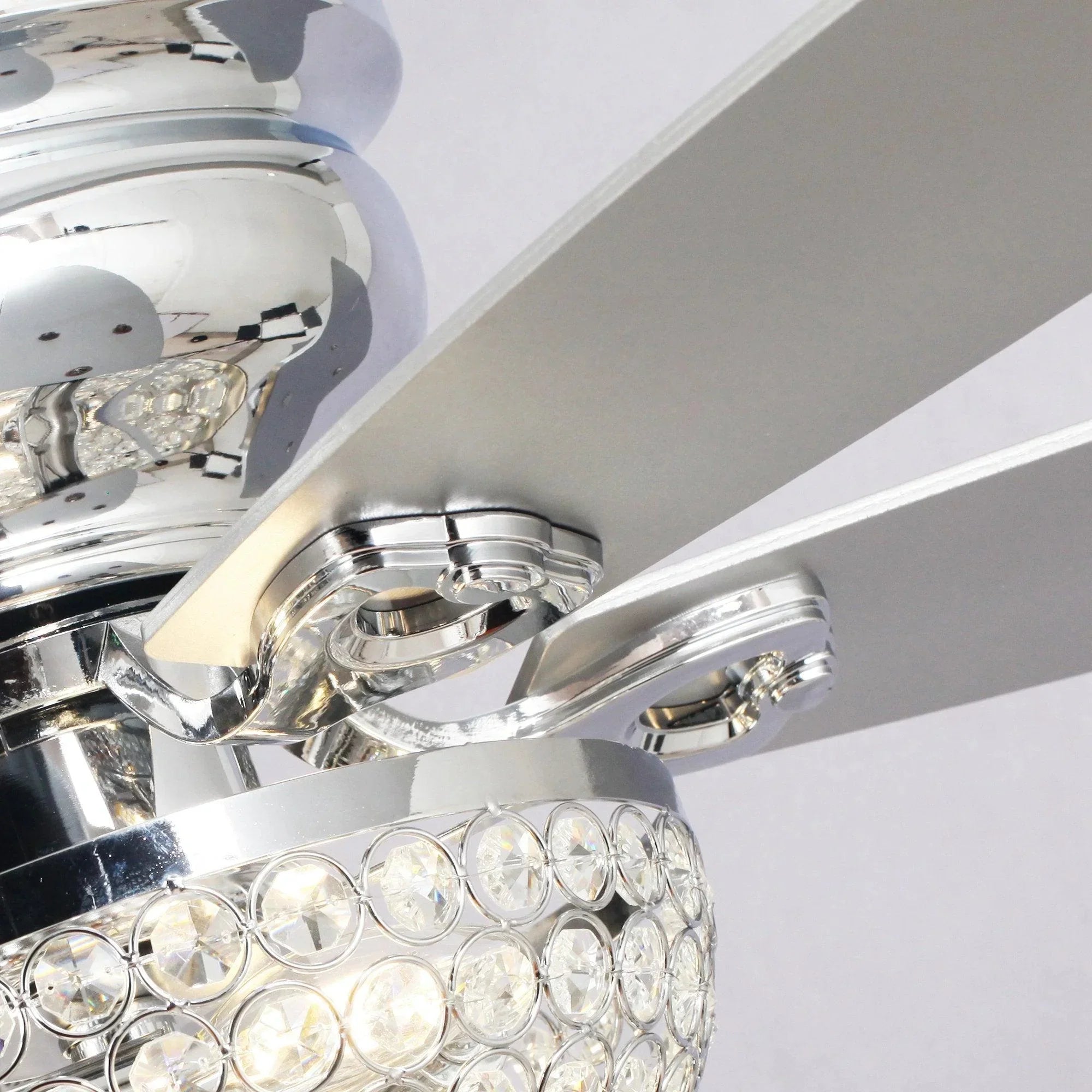 52" Kanpur Flush Mount Reversible Crystal Ceiling Fan - IPLUS Lighting