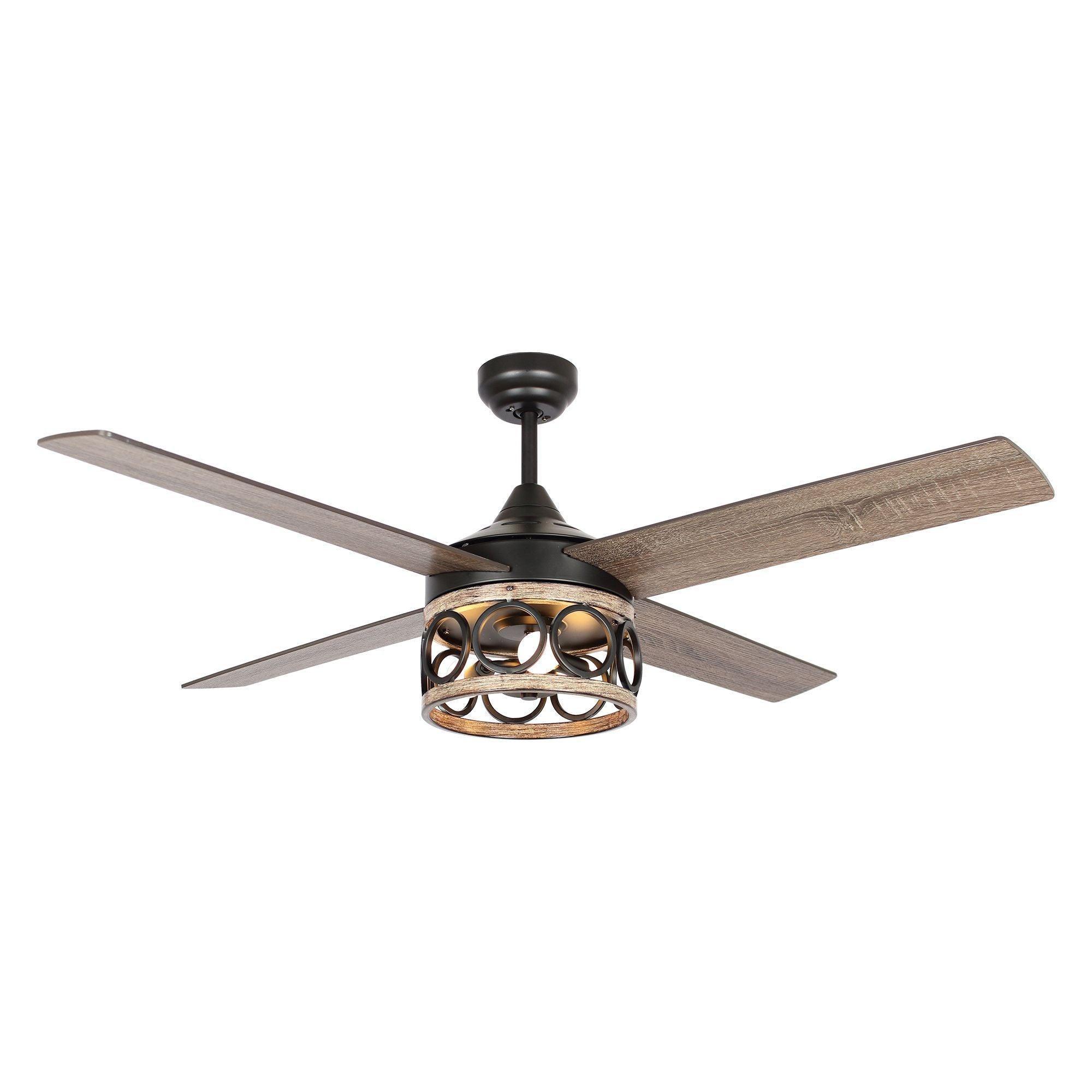 52" Kashmir Farmhouse Reversible Ceiling Fan - IPLUS Lighting