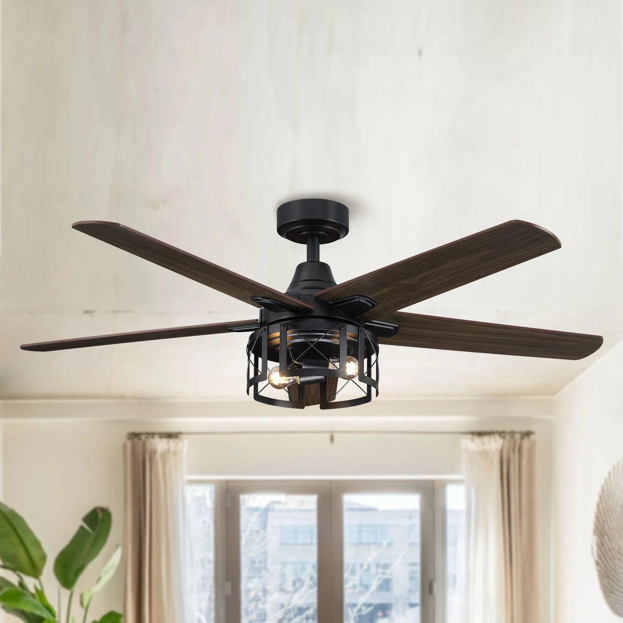 52" Kolkata Industrial Downrod Mount Reversible Ceiling Fan - IPLUS Lighting