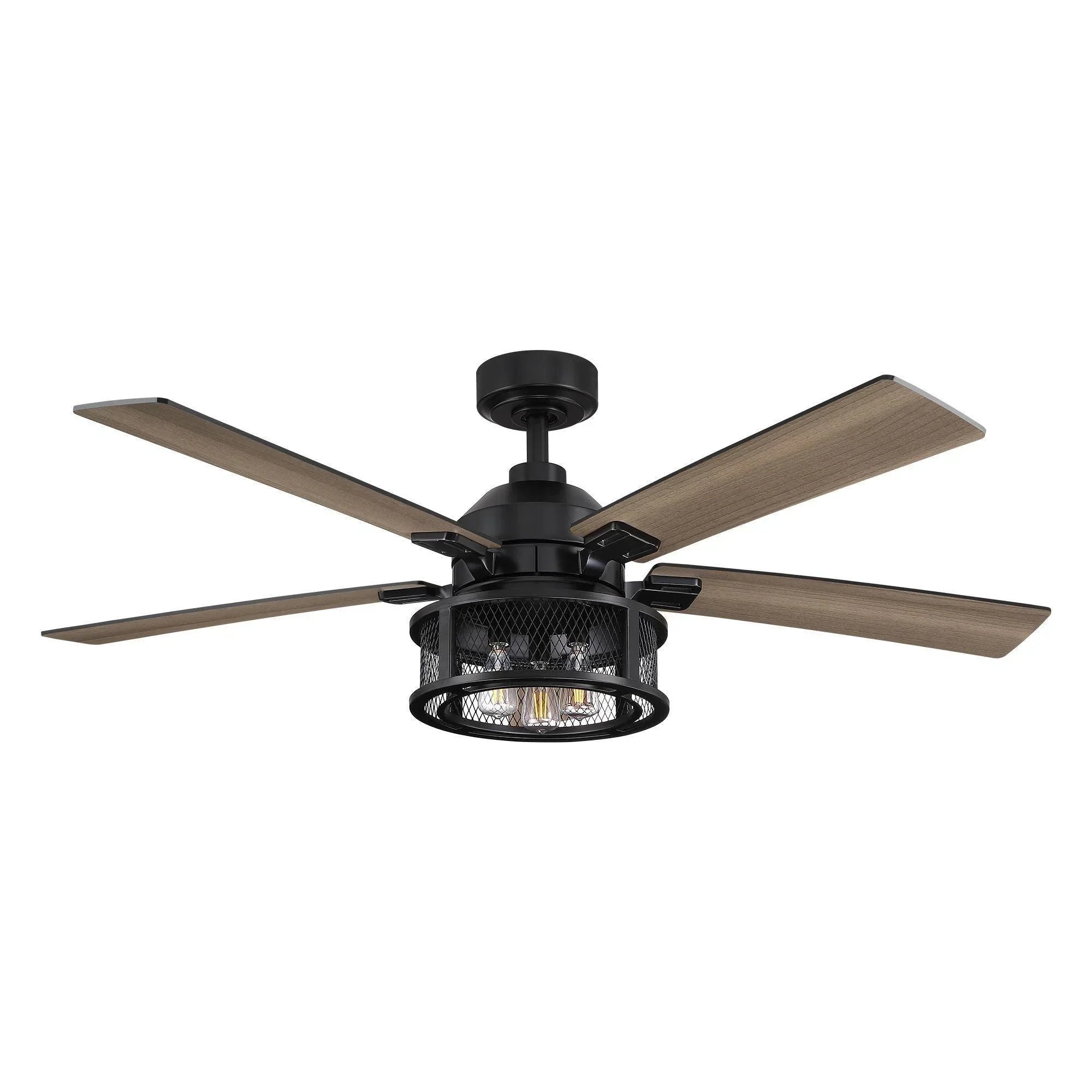 52" Industrial Reversible Mesh Led Ceiling Fan - IPLUS Lighting