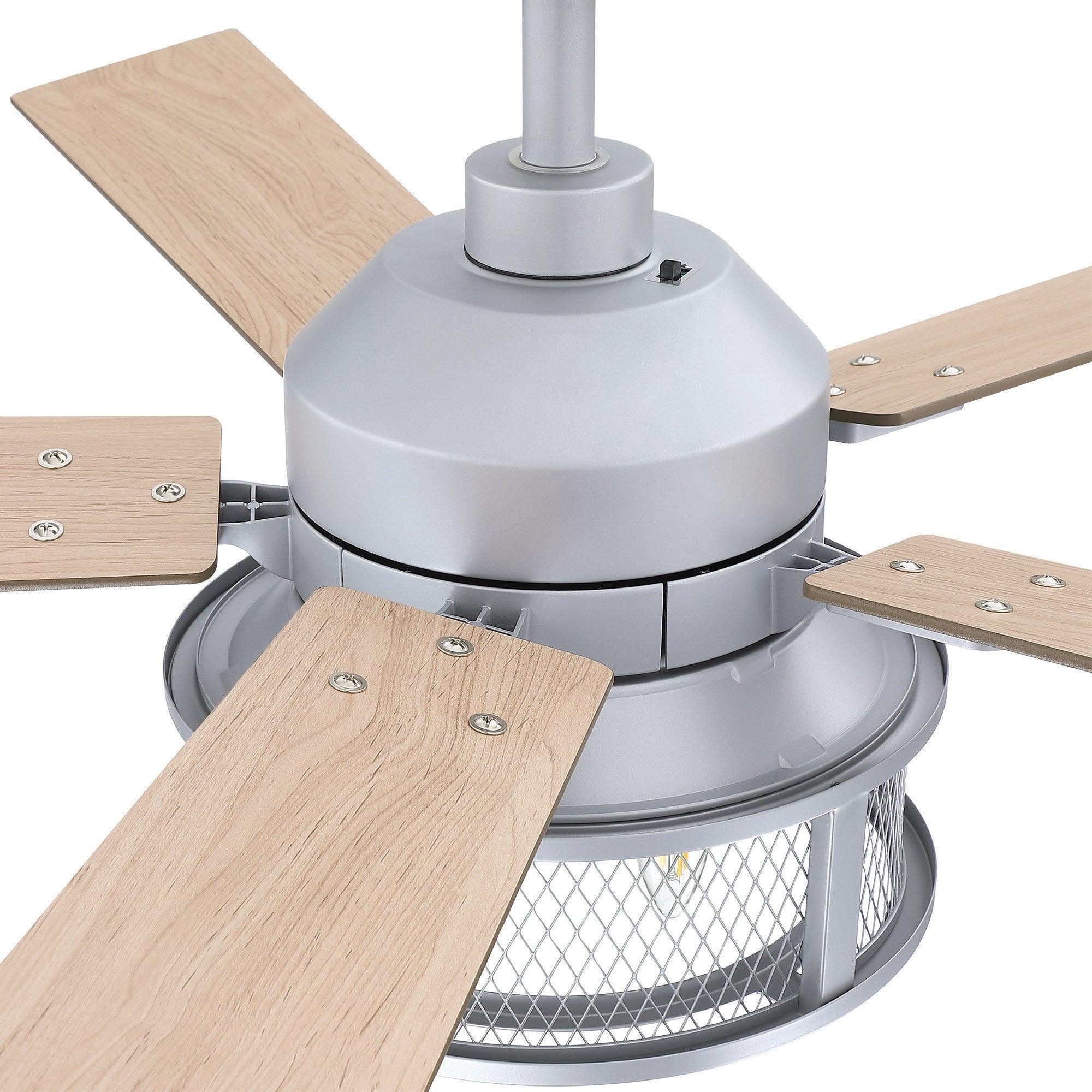 52" Industrial Reversible Mesh Led Ceiling Fan - IPLUS Lighting