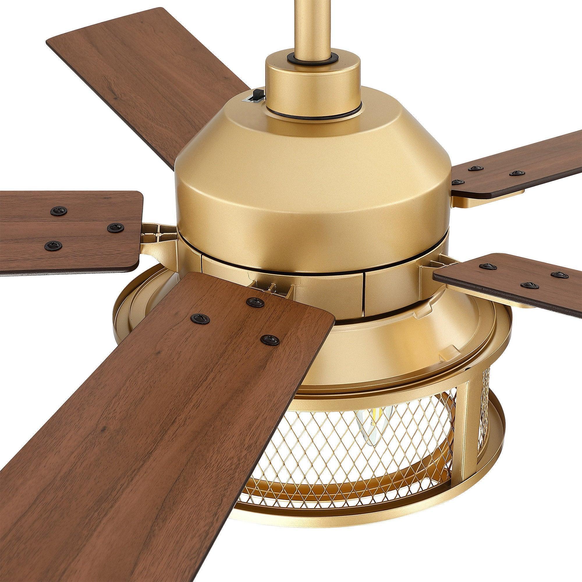 52" Industrial Reversible Mesh Led Ceiling Fan - IPLUS Lighting