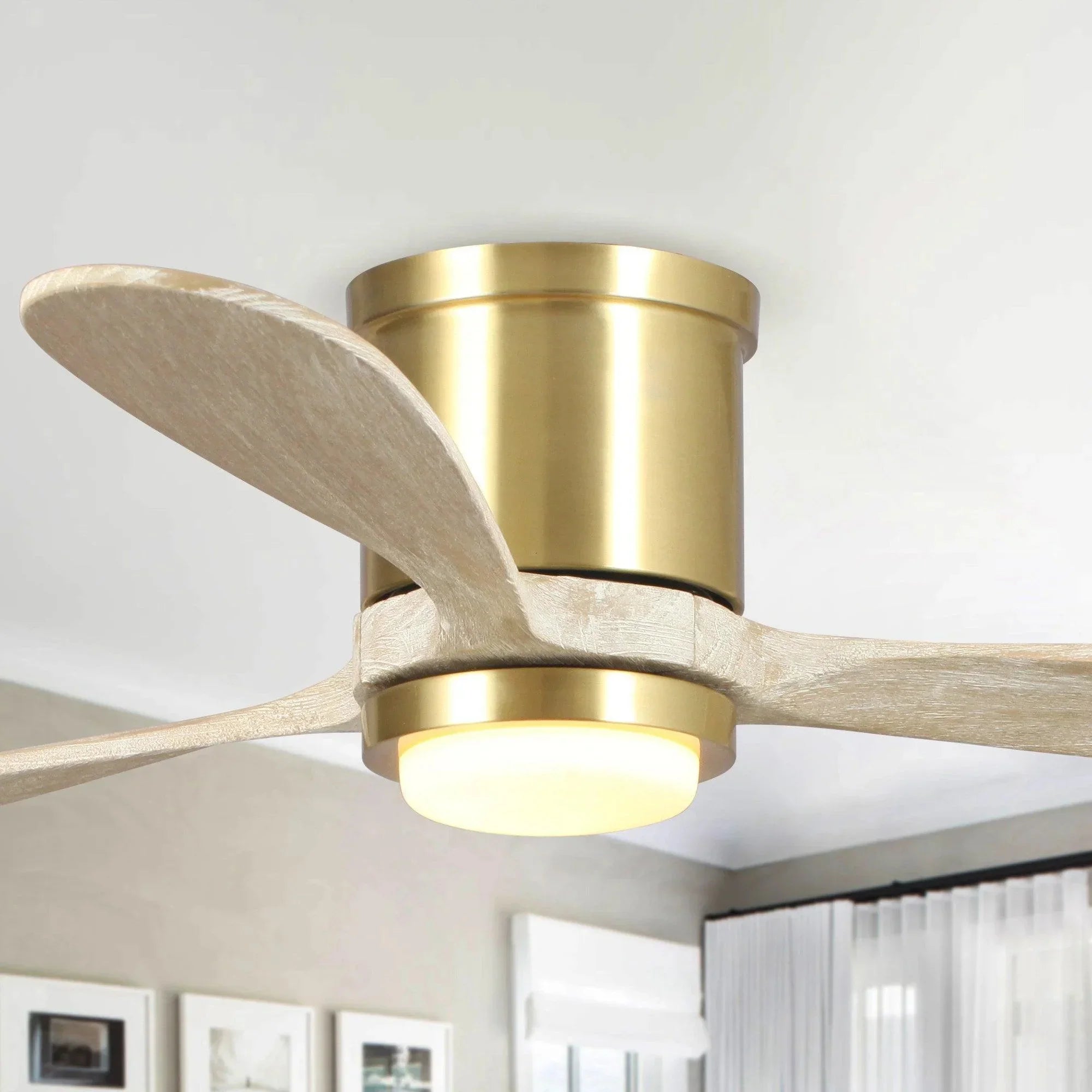 52" Mayna Copper Flush Mounted Ceiling Fan - IPLUS Lighting