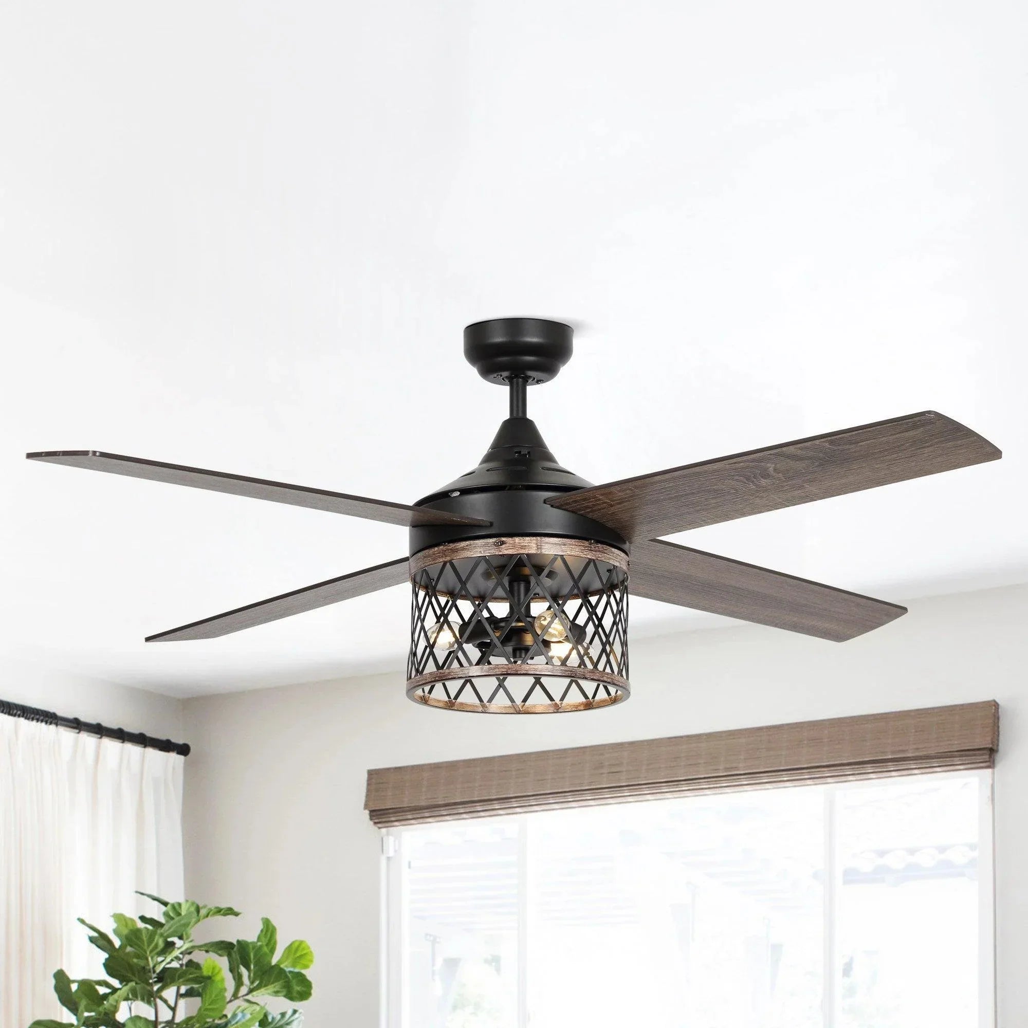 52" Mirelle Indoor Black Ceiling Fan - IPLUS Lighting