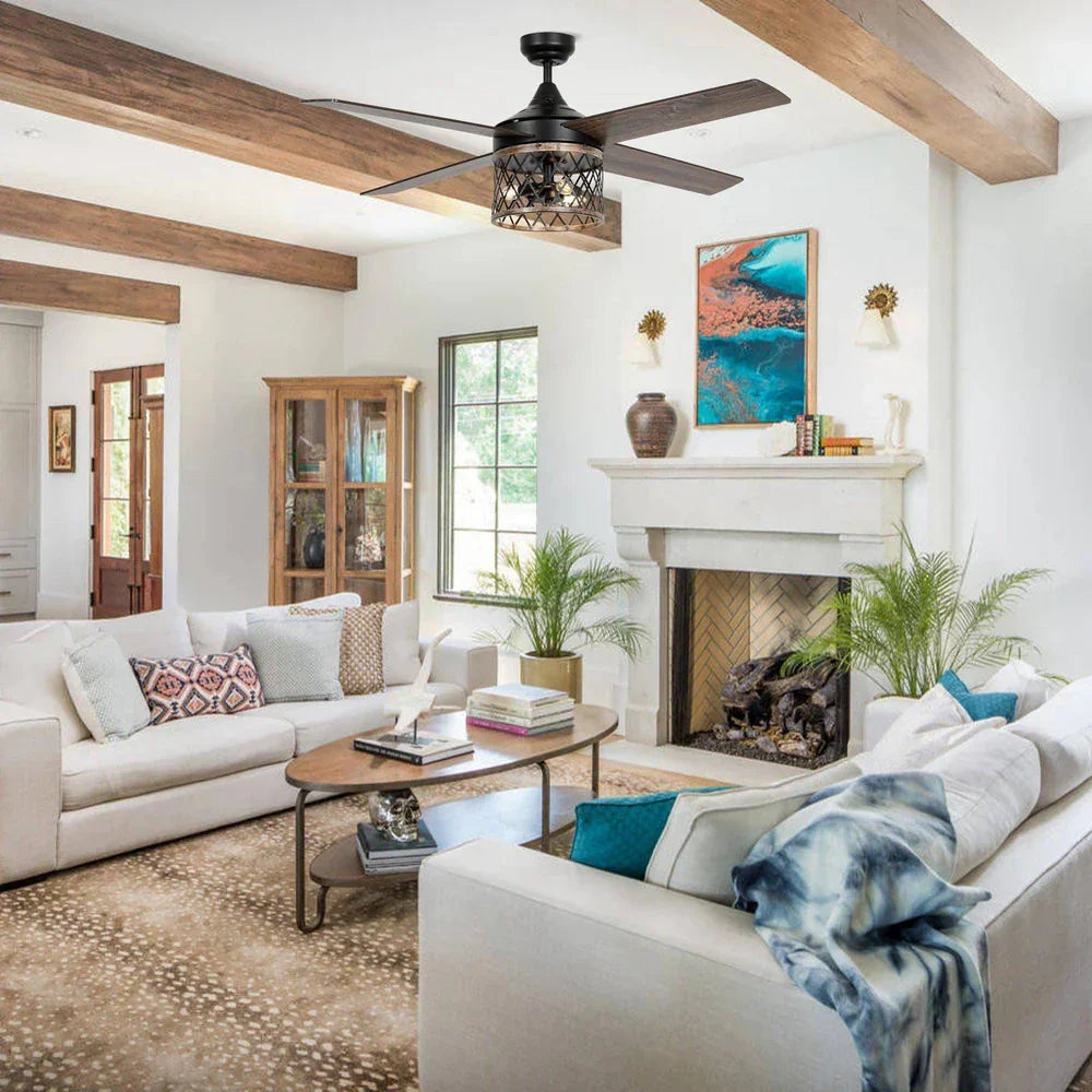 52" Mirelle Indoor Black Ceiling Fan - IPLUS Lighting