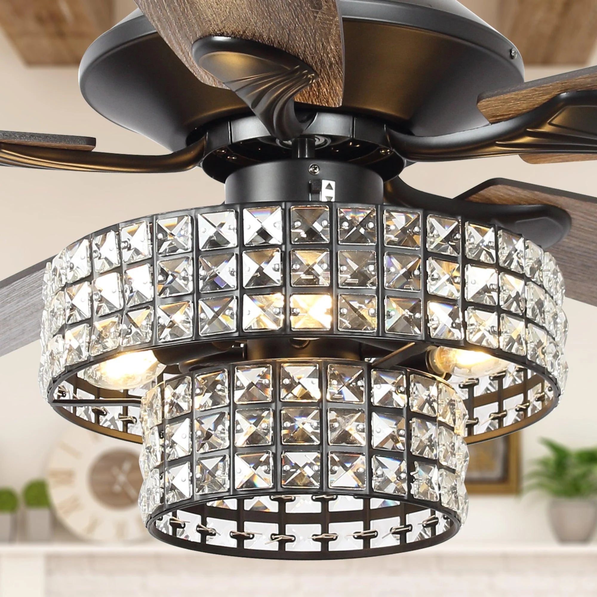 52" Nowthen Crystal Chandelier Ceiling Fan