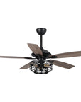 52" Paquette Matte Black Ceiling Fan