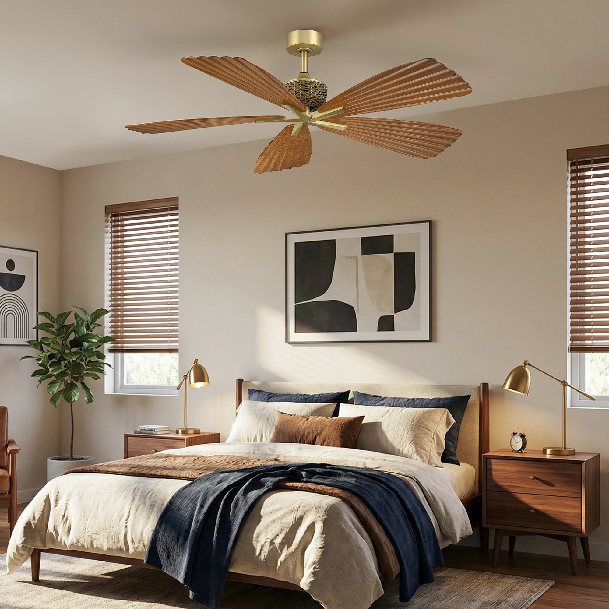 52" Porter Soft Brass IP66 Outdoor Ceiling Fan