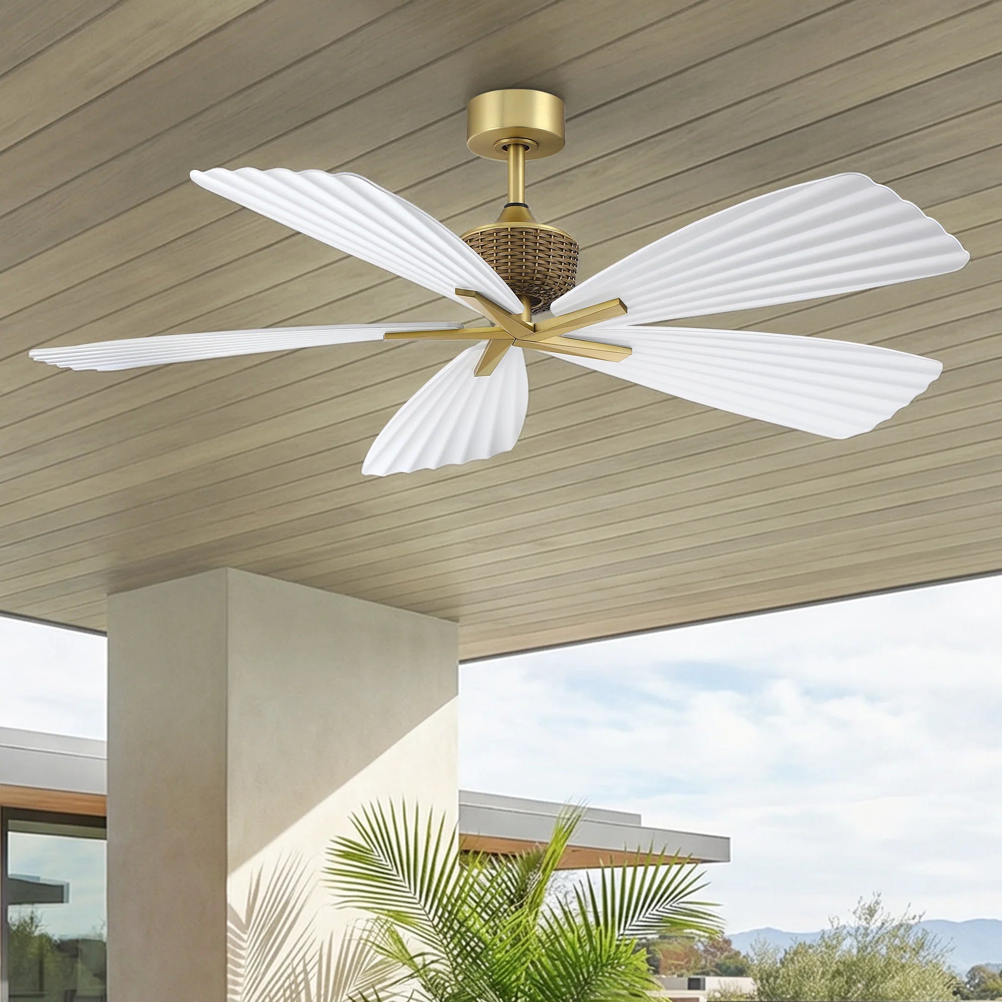 52" Porter Soft Brass IP66 Outdoor Ceiling Fan