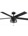 52" Industrial Reversible 5 Blade Led Ceiling Fan - IPLUS Lighting