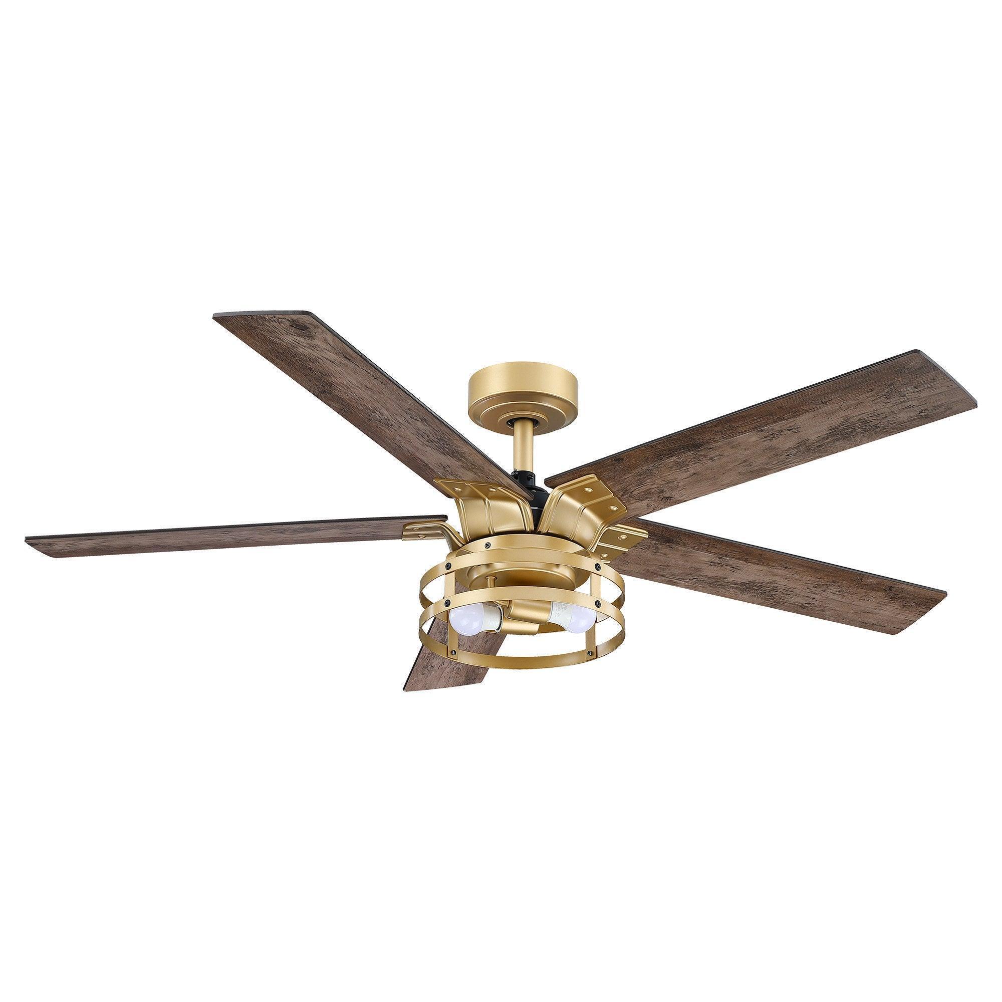 52" Industrial Reversible 5 Blade Led Ceiling Fan - IPLUS Lighting