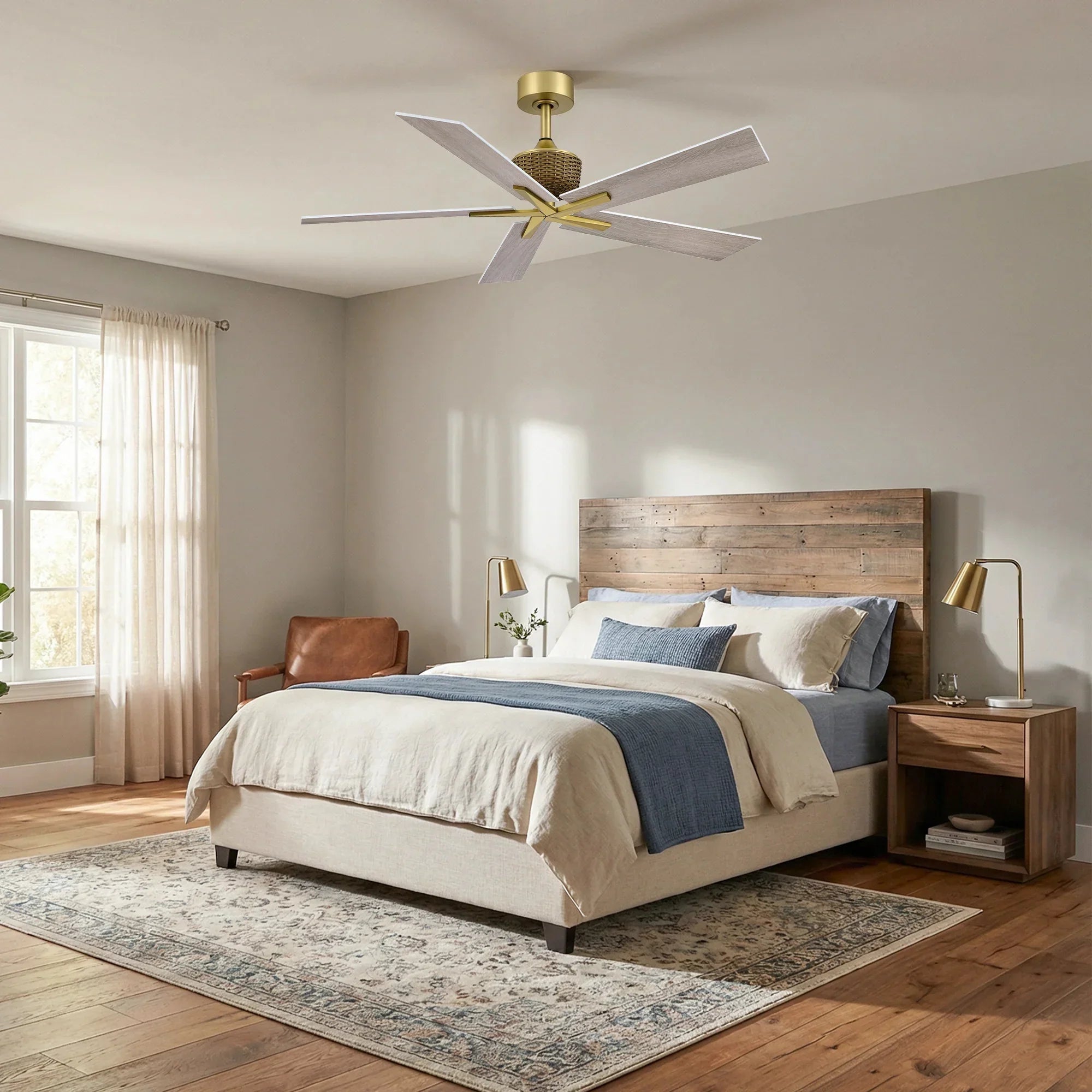 52" Rex Soft Brass Ceiling Fan