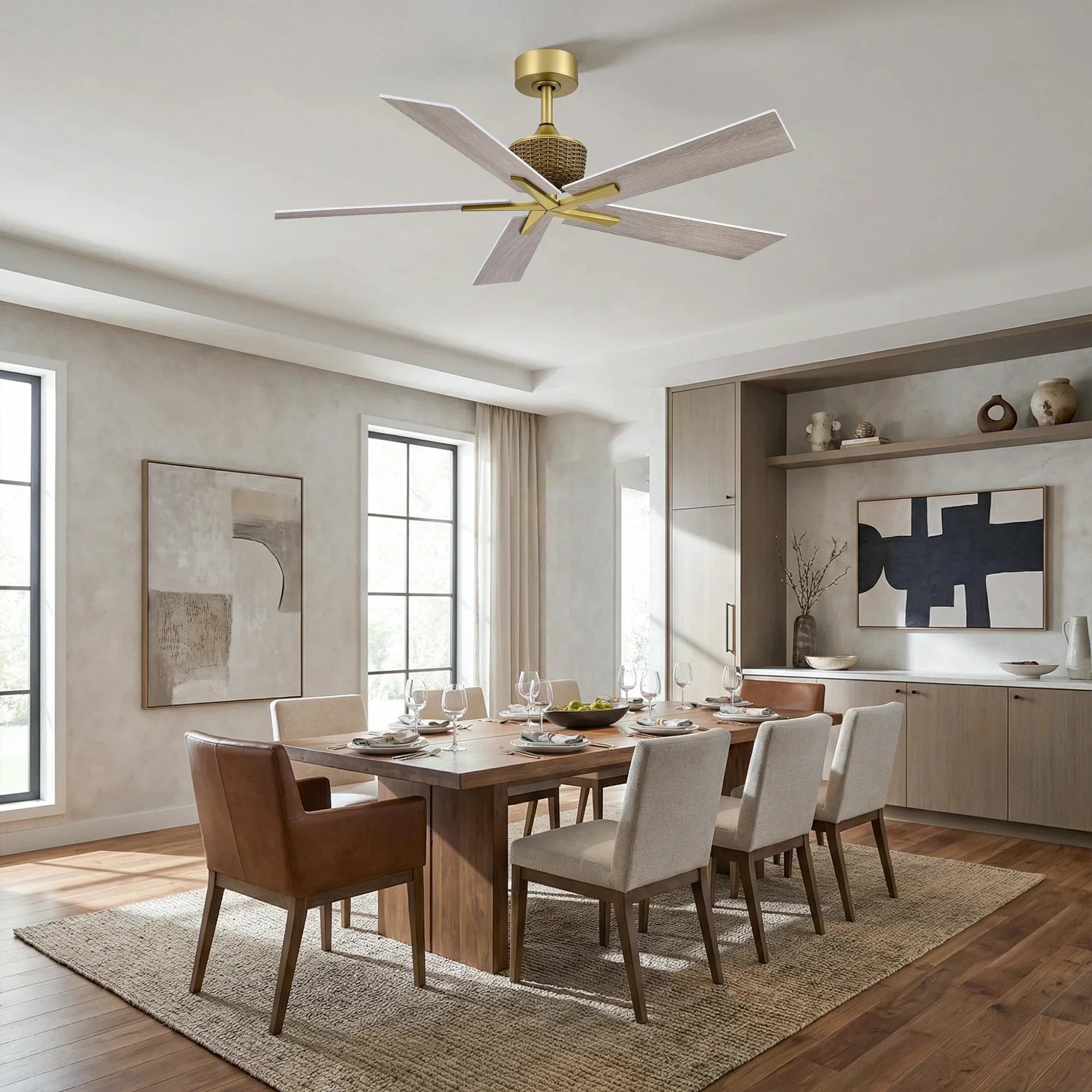 52" Rex Soft Brass Ceiling Fan