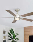 52" Tata Nagar Brush Nickel Reversible Ceiling Fan