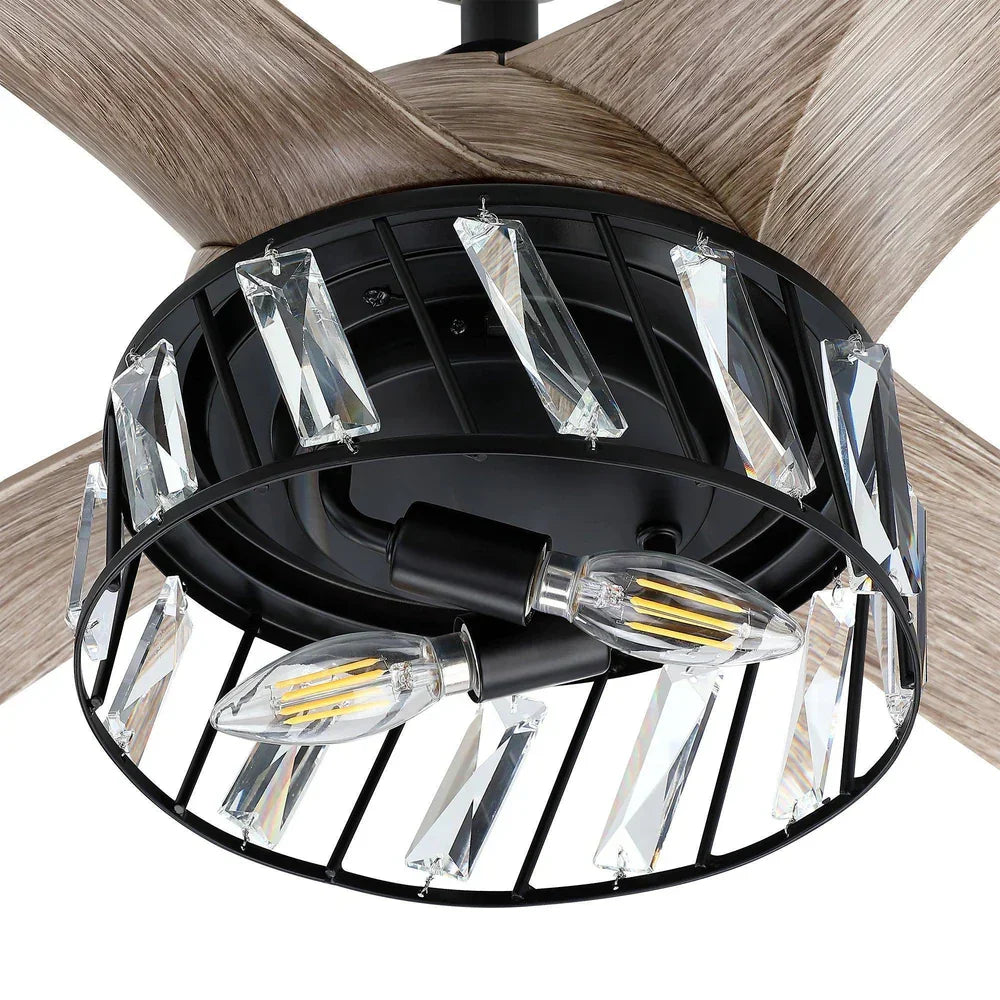 52" Tata Nagar Farmhouse Reversible Crystal Ceiling Fan - IPLUS Lighting