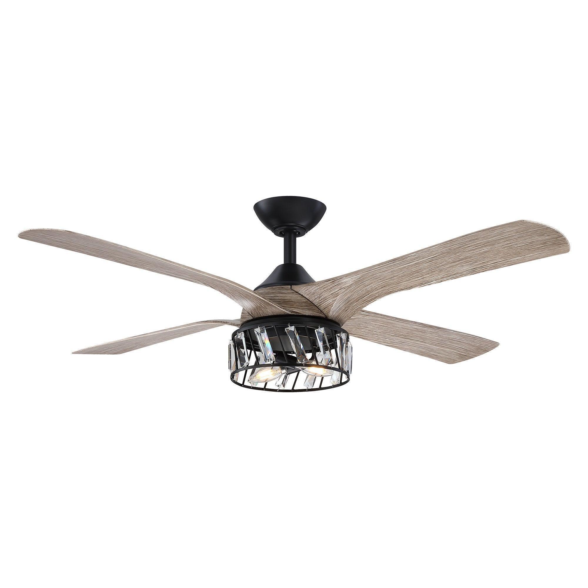 52" Tata Nagar Farmhouse Reversible Crystal Ceiling Fan - IPLUS Lighting