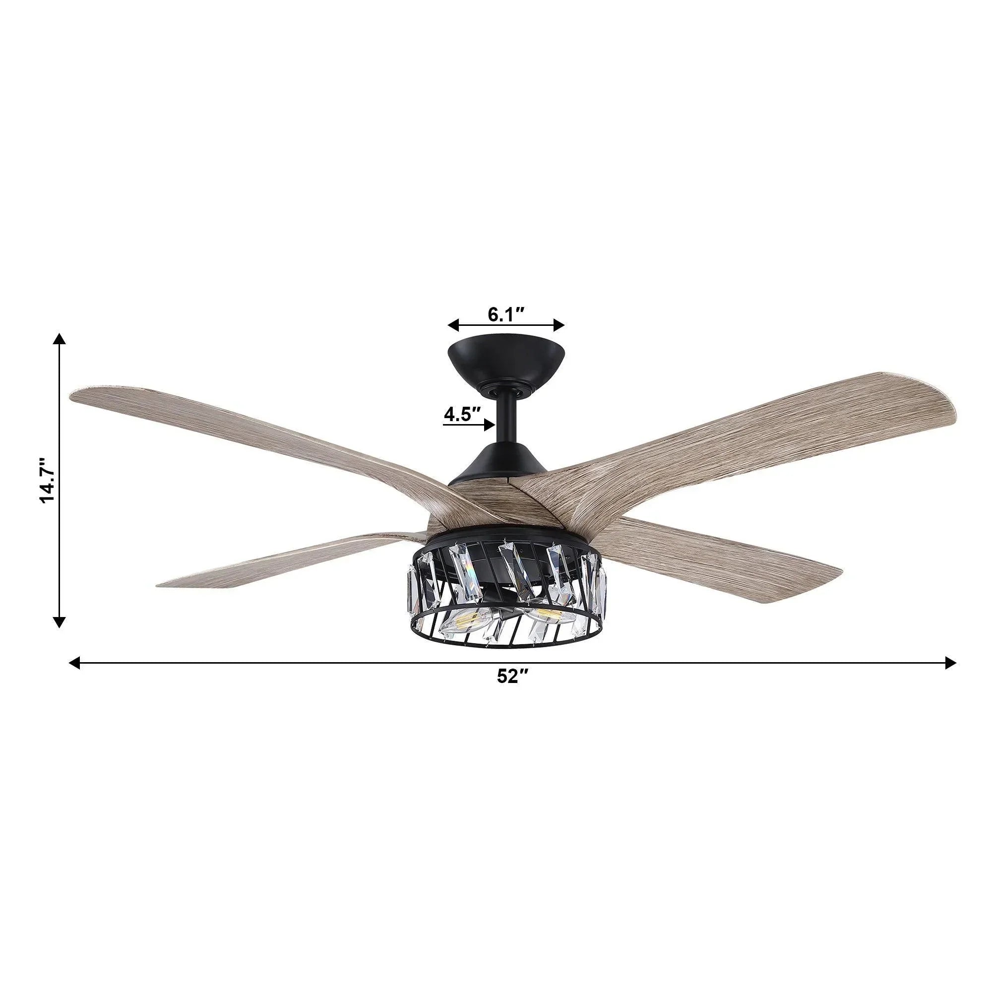 52" Tata Nagar Farmhouse Reversible Crystal Ceiling Fan - IPLUS Lighting
