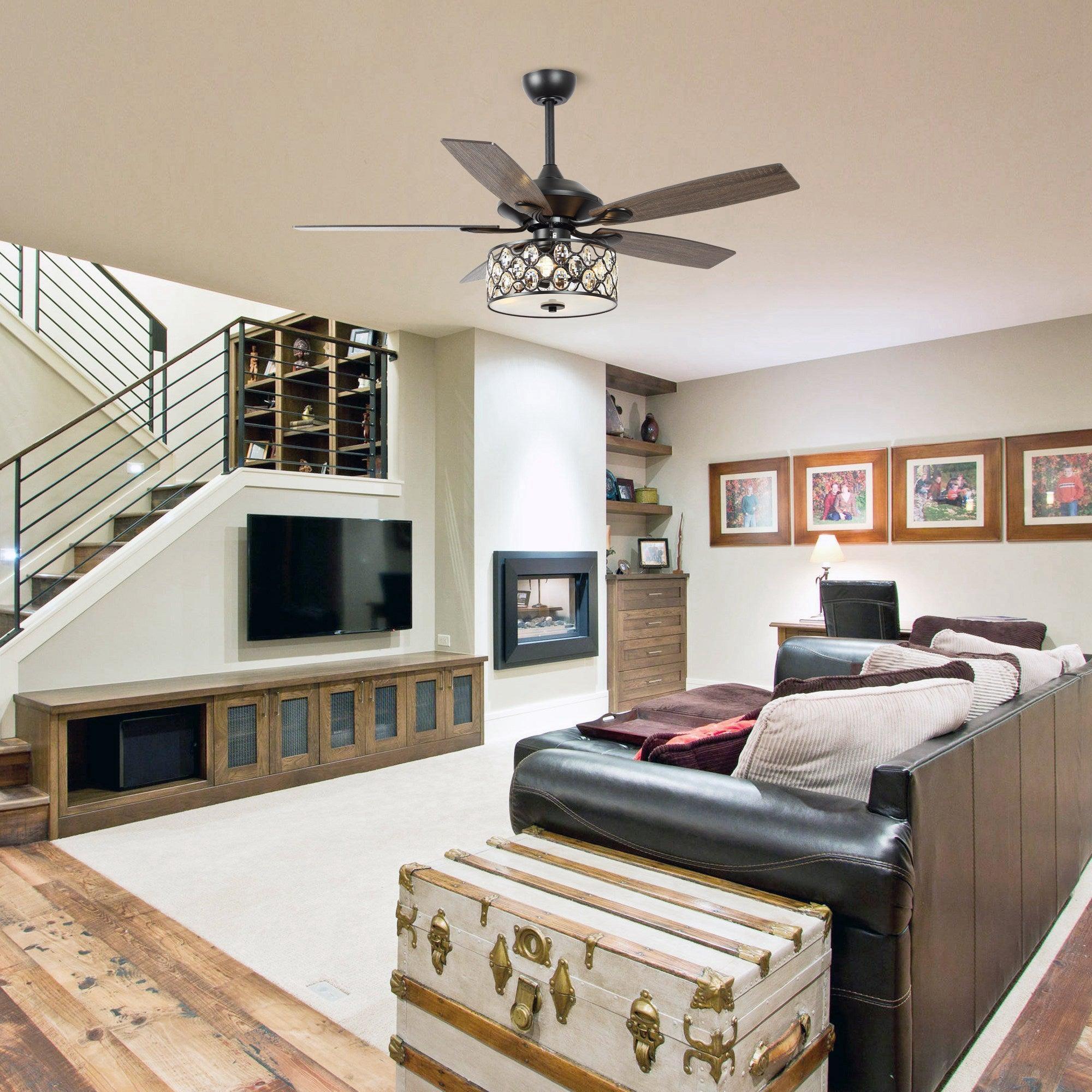 52" Tibuh Modern Crystal Chandelier Ceiling Fan