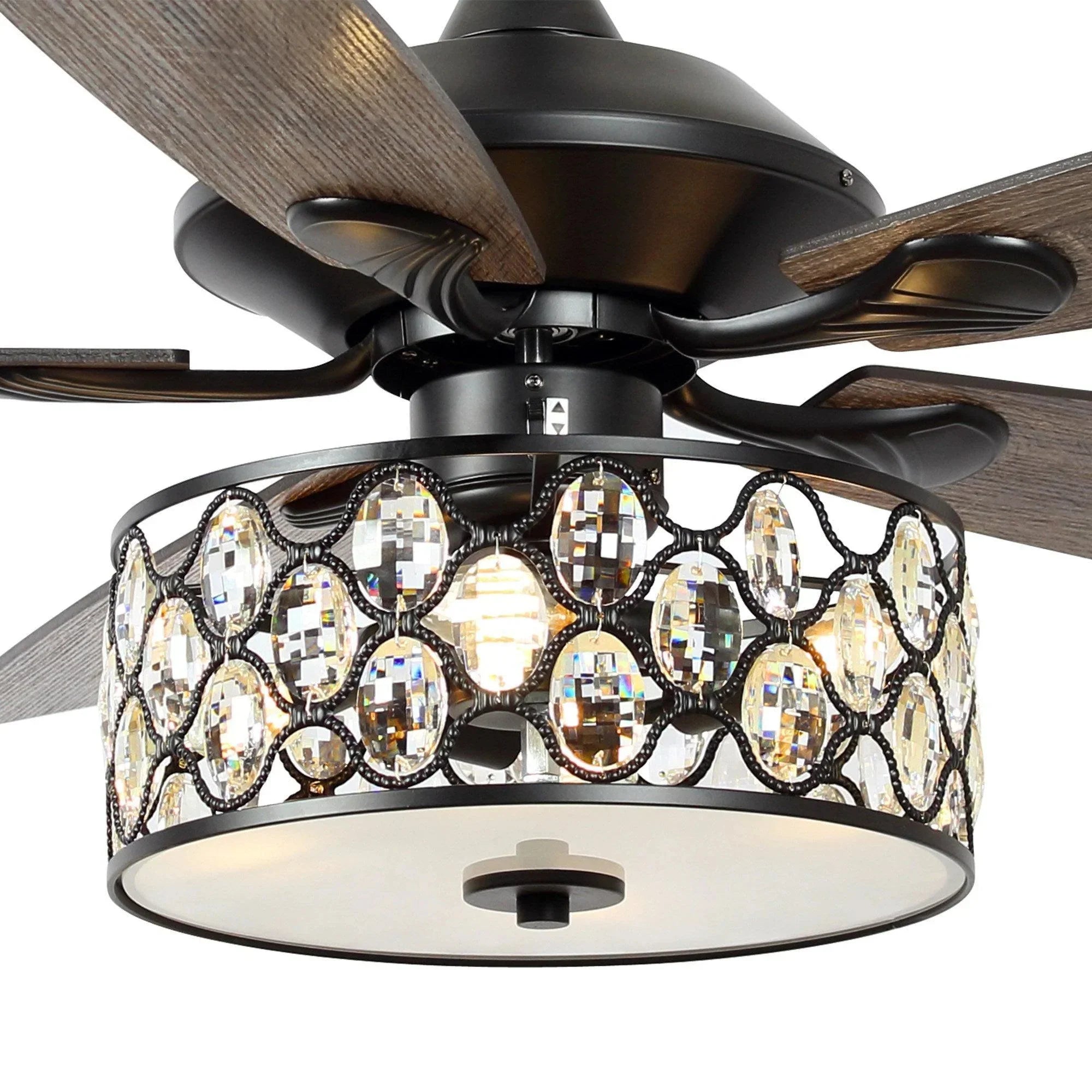 52" Tibuh Modern Crystal Chandelier Ceiling Fan