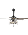 52" Tibuh Modern Crystal Chandelier Ceiling Fan