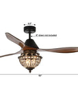 52" Vicky 3-Blade Rustic Crystal Ceiling Fan