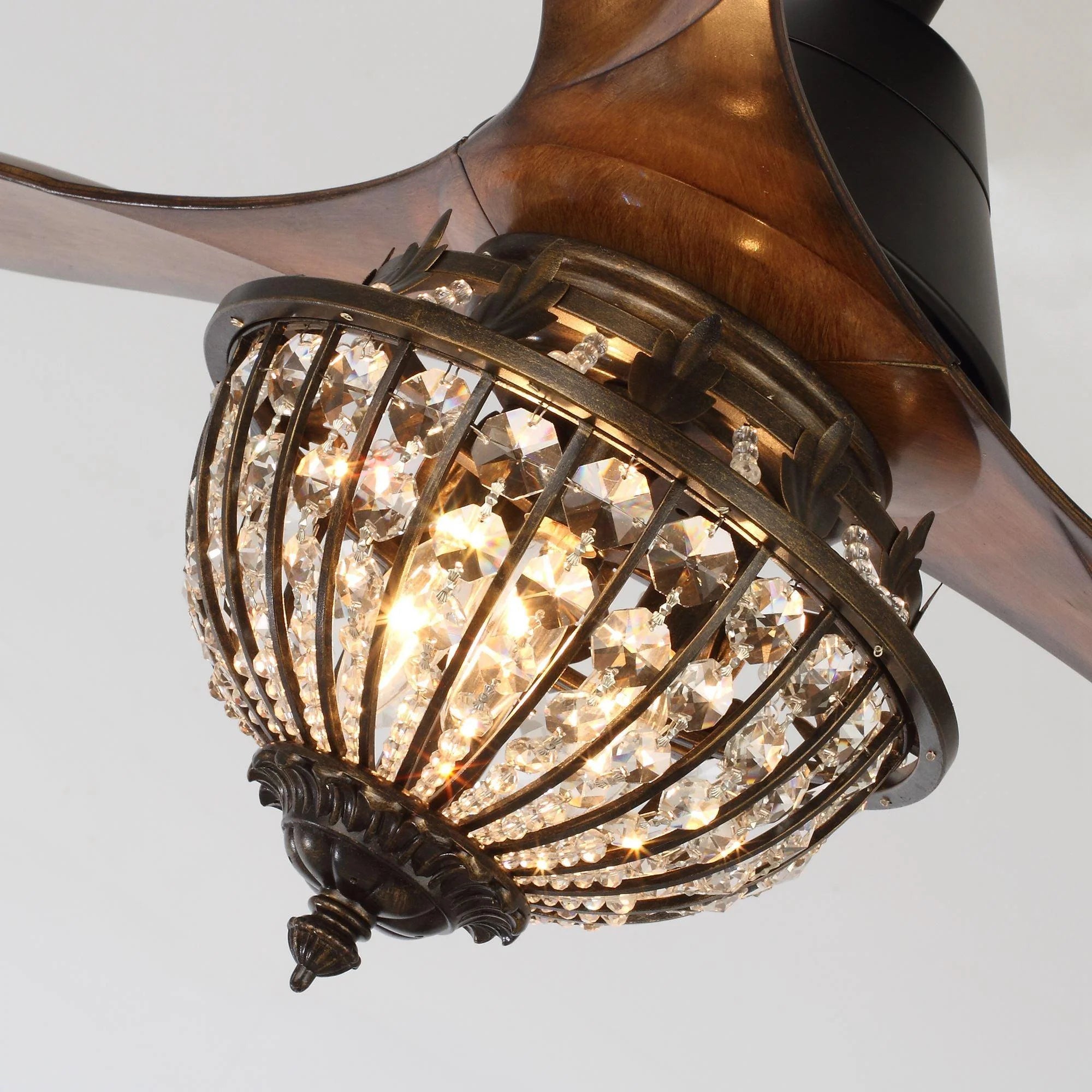 52" Vicky 3-Blade Rustic Crystal Ceiling Fan