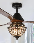 52" Vicky 3-Blade Rustic Crystal Ceiling Fan