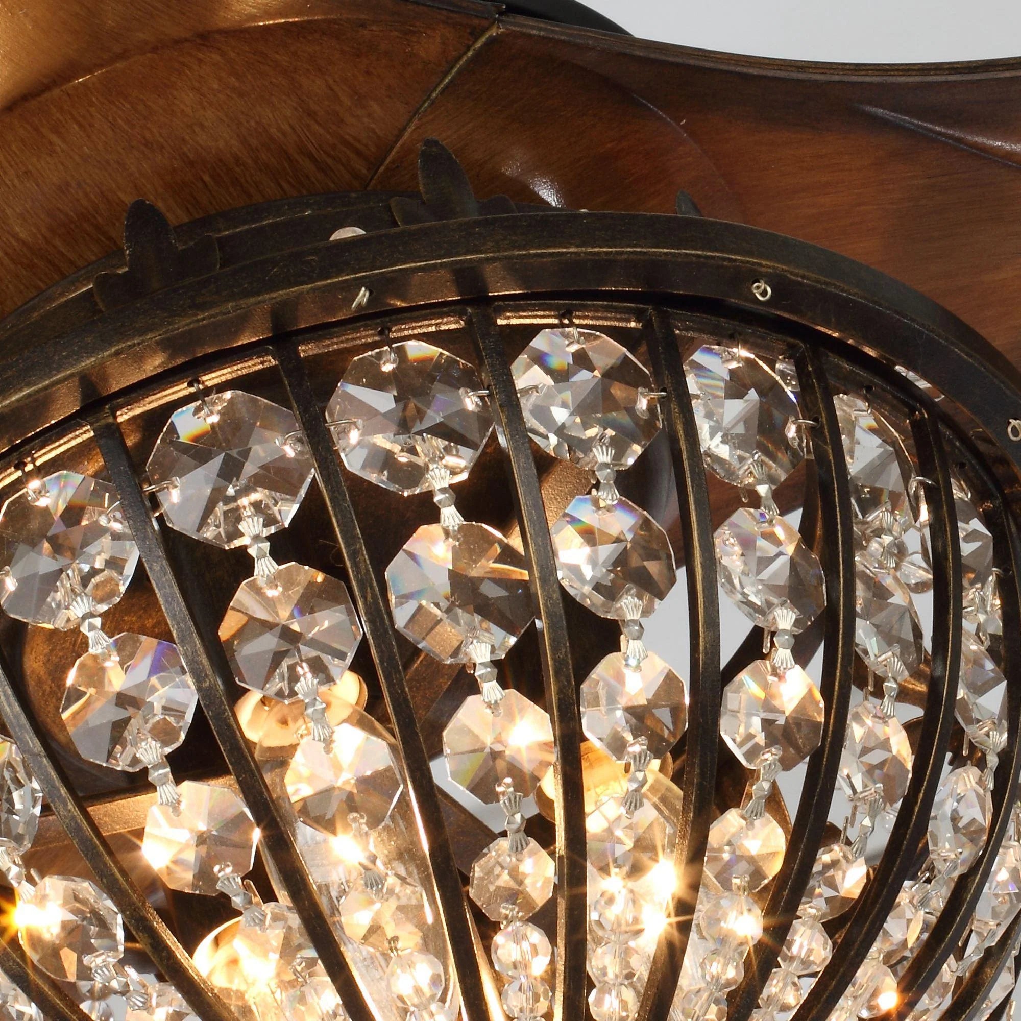 52" Vicky 3-Blade Rustic Crystal Ceiling Fan