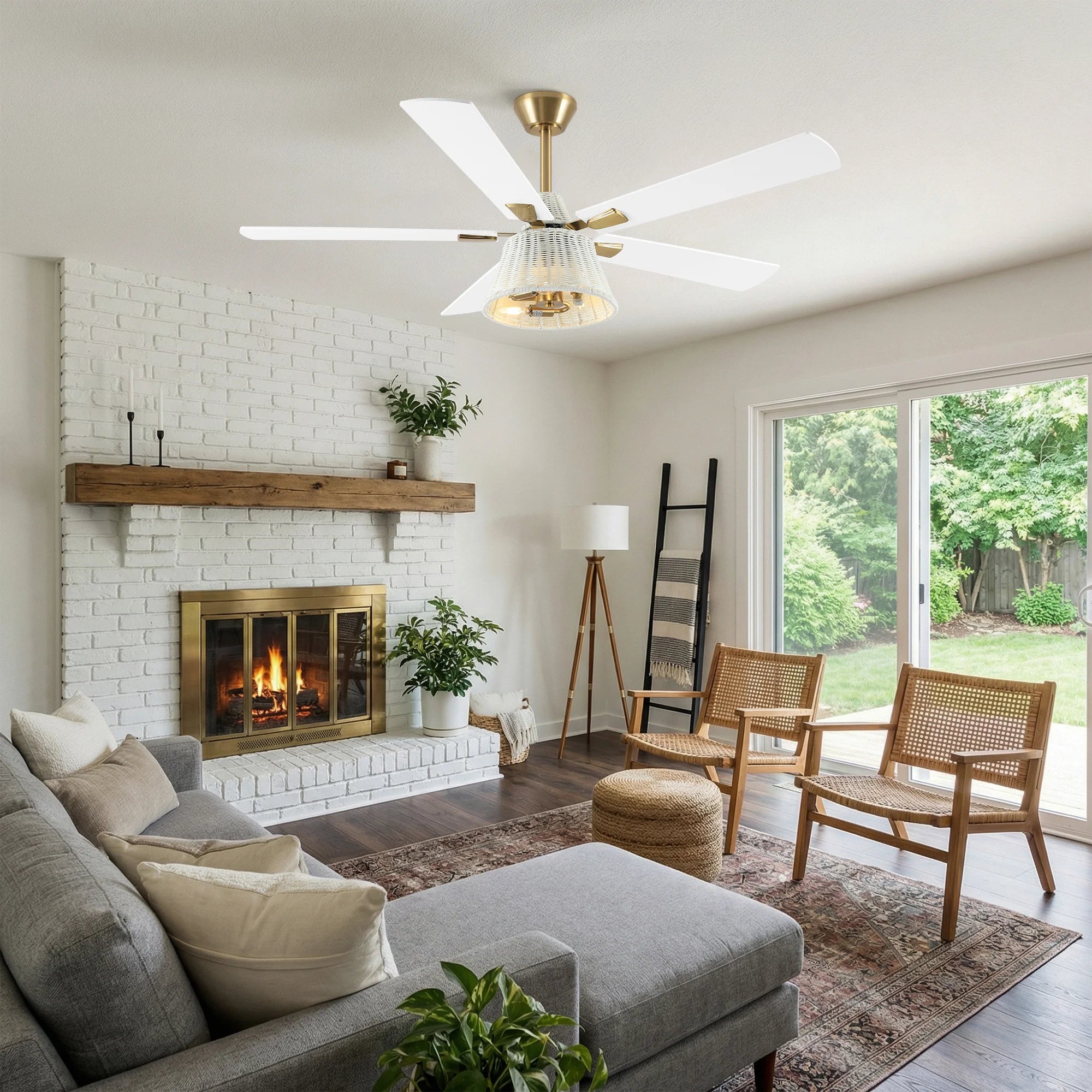 52" Zona Antique Brass Ceiling Fan