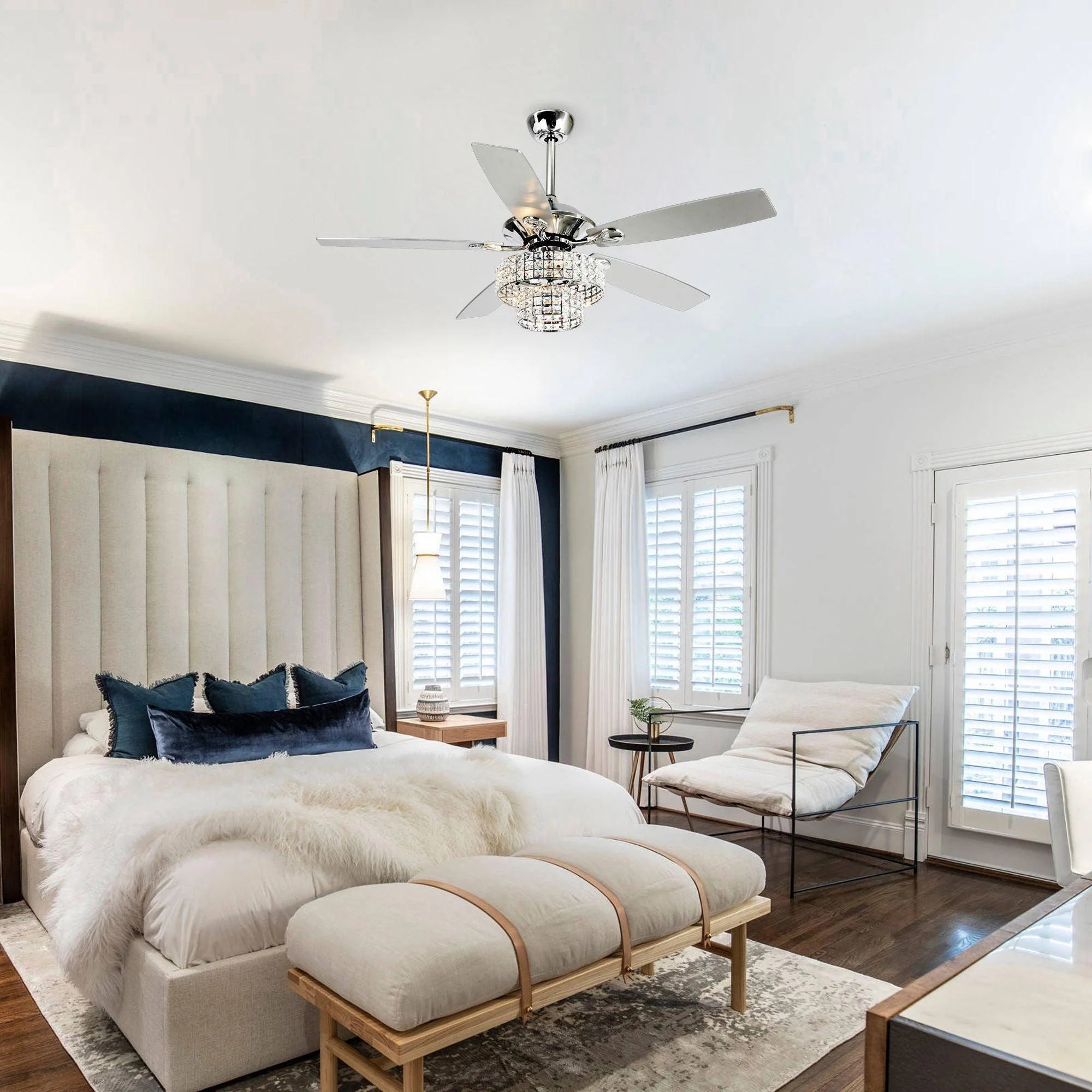 52" Nowthen Crystal Chandelier Ceiling Fan