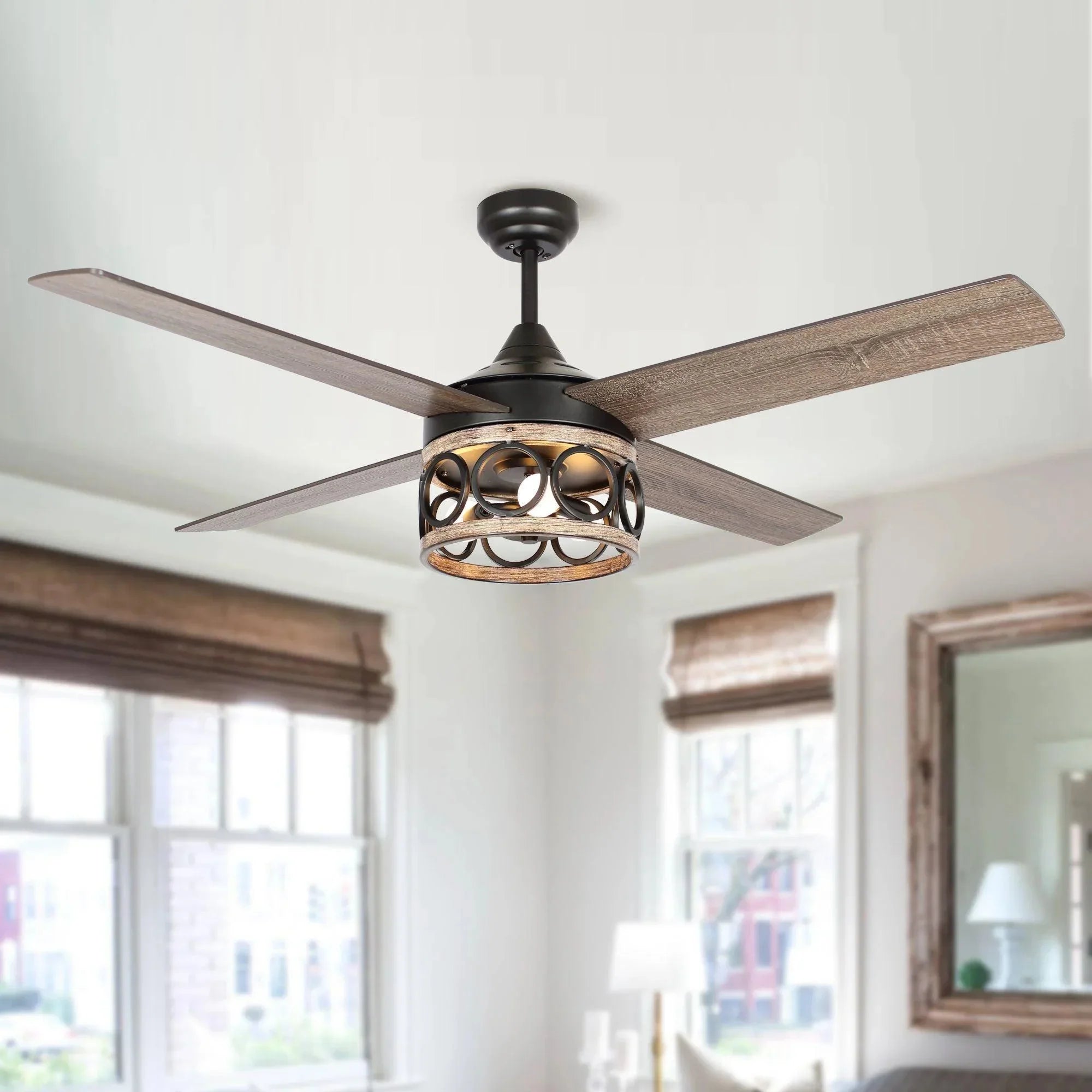 52" Kashmir Farmhouse Reversible Ceiling Fan - IPLUS Lighting