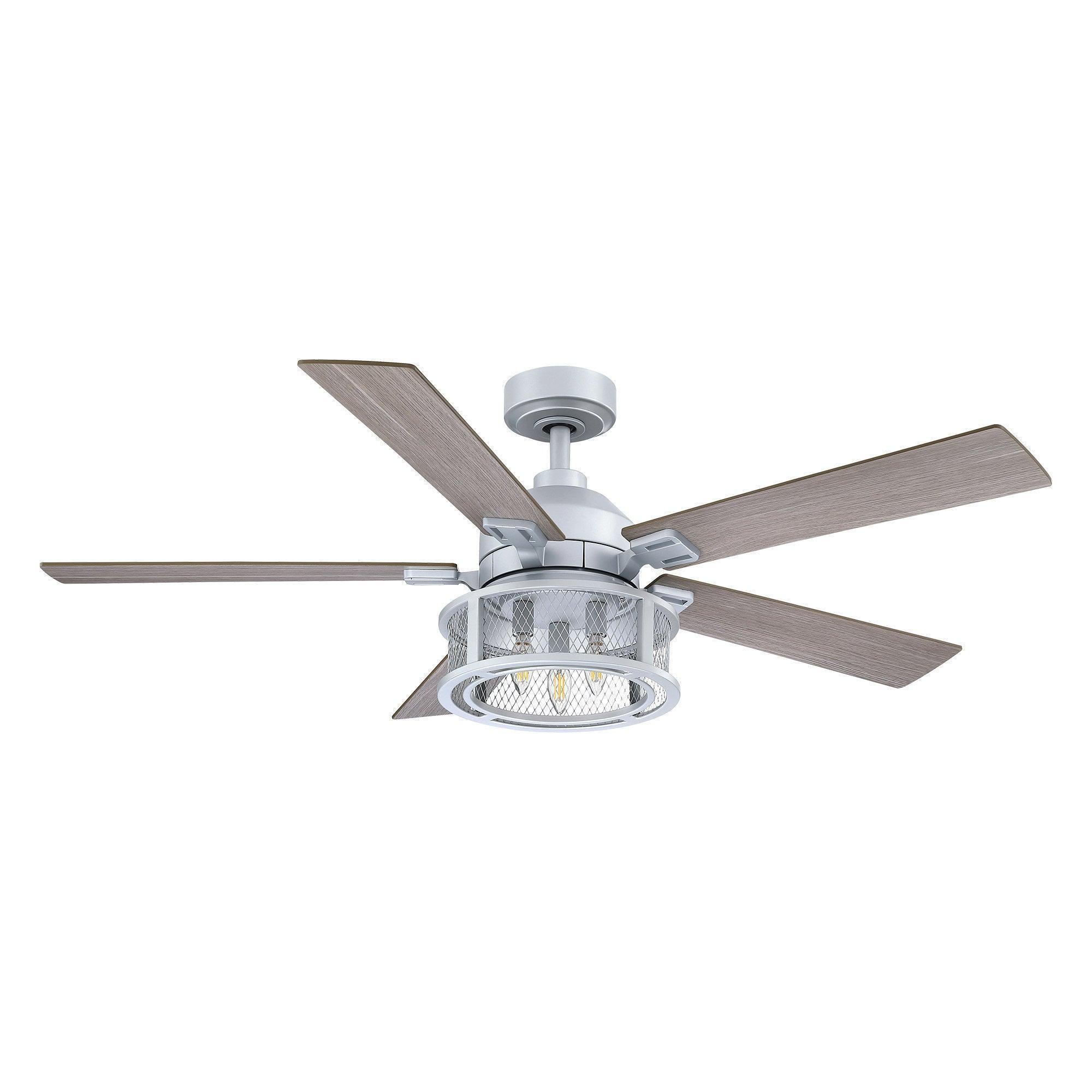 52" Industrial Reversible Mesh Led Ceiling Fan - IPLUS Lighting