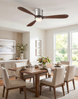 52" Mayna Flush Mount Ceiling Fan,Solid Wood Blades