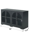 55" Aria Modern Oak Sideboard Cabinet with Arched Glass Doors