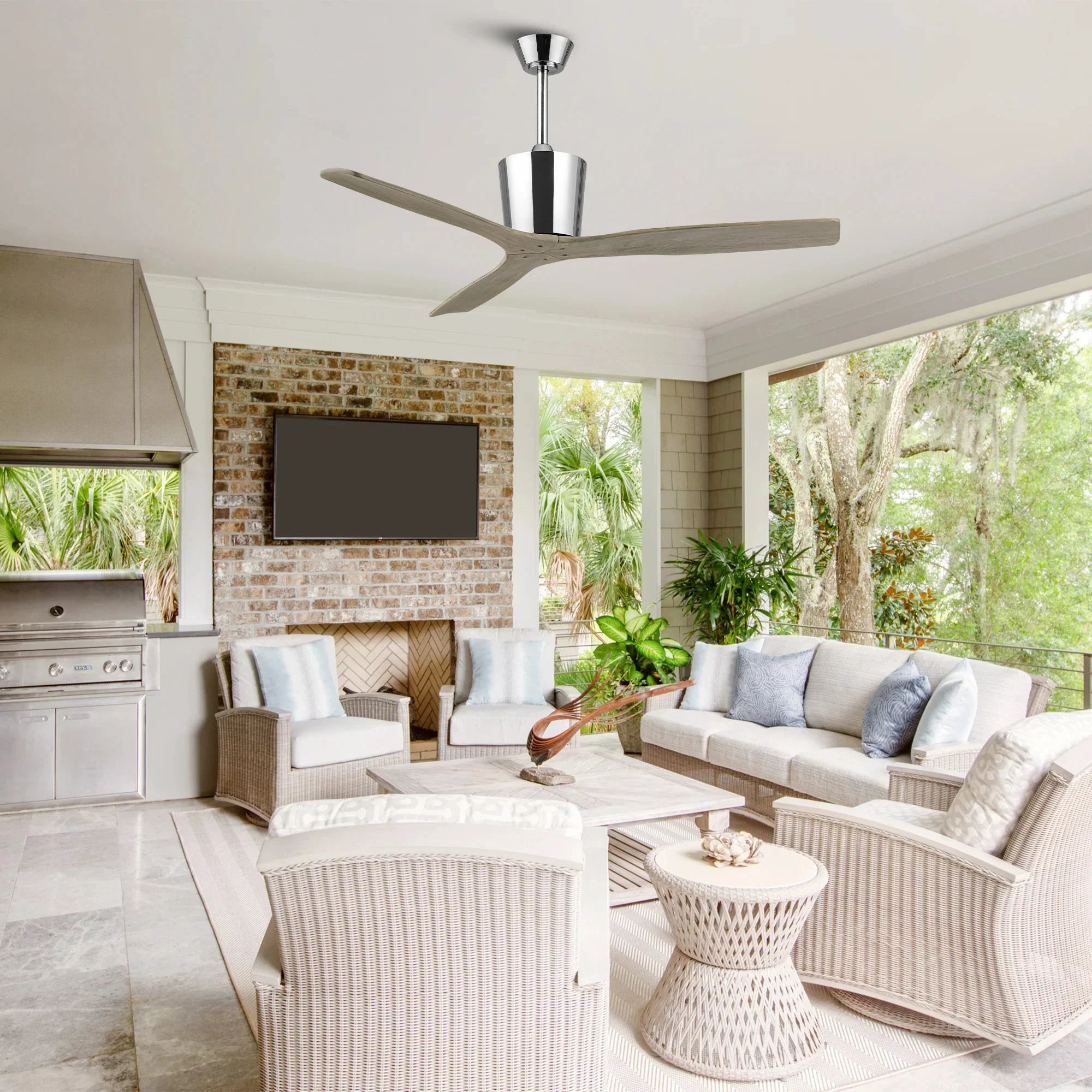 54 Inch Dylan Solid Wood Mount Ceiling Fan - IPLUS Lighting