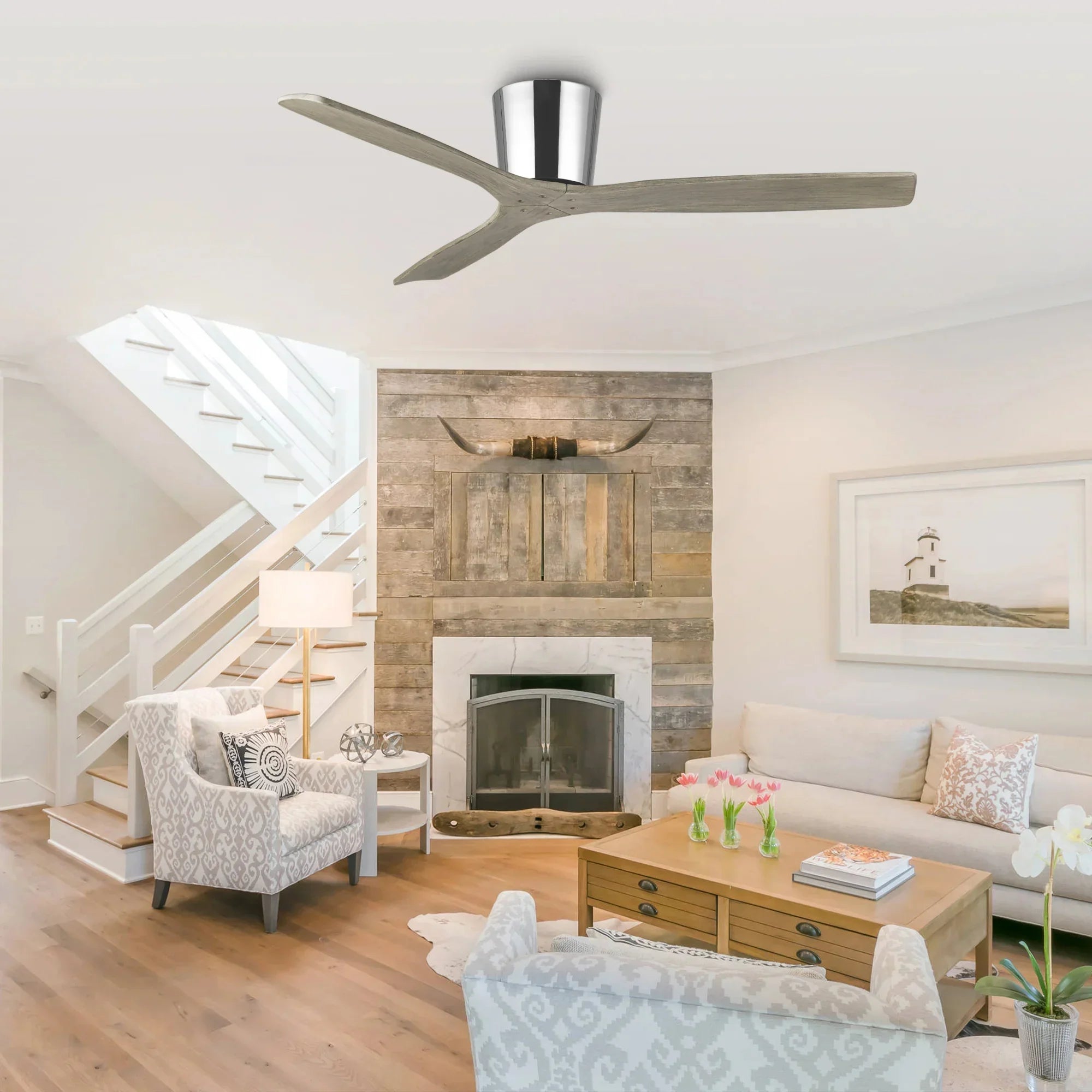 54 Inch Ward Solid Wood Blades Ceiling Fan - IPLUS Lighting