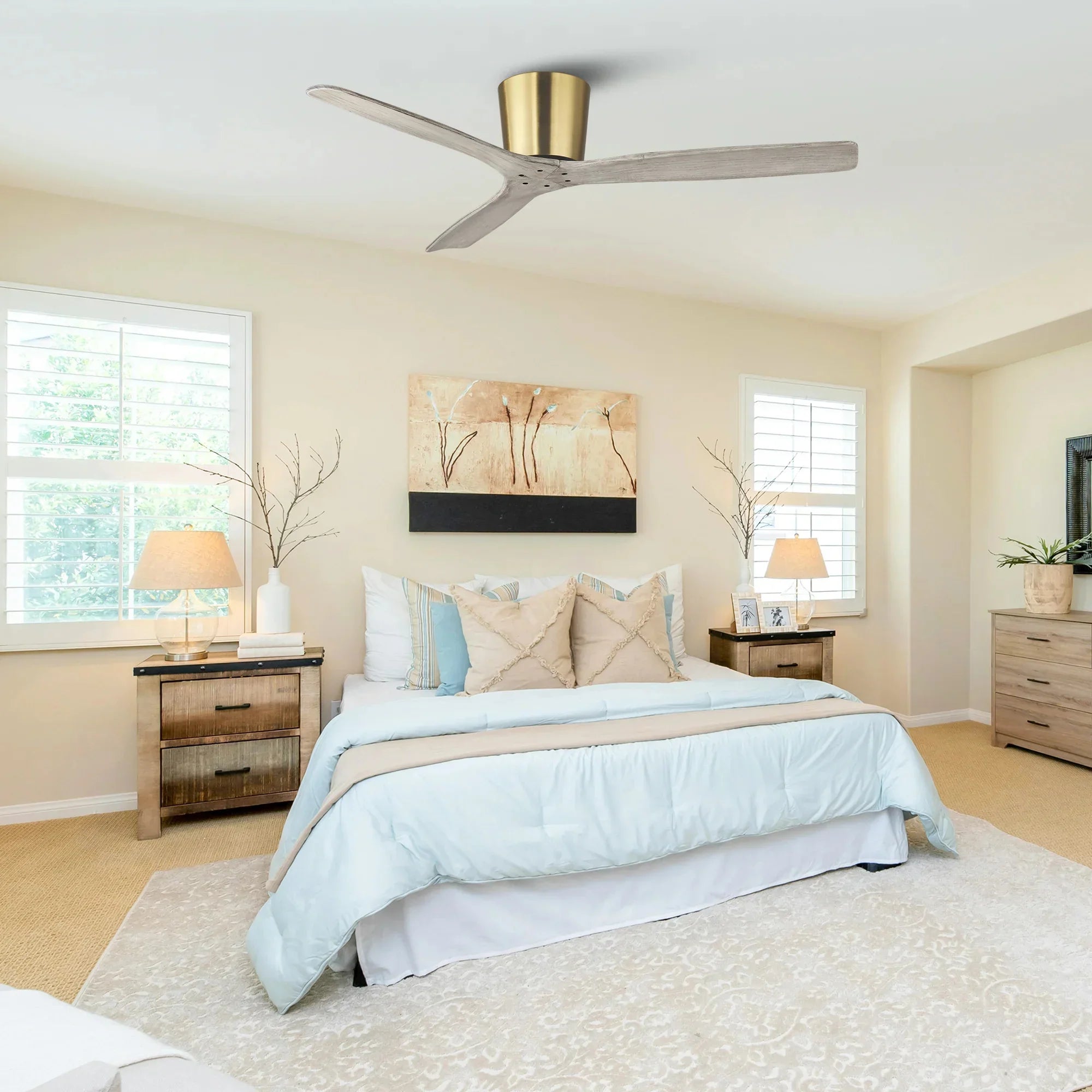 54 Inch Ward Solid Wood Blades Ceiling Fan - IPLUS Lighting