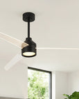 55" Xenia Black Ceiling Fan with Clear Blades