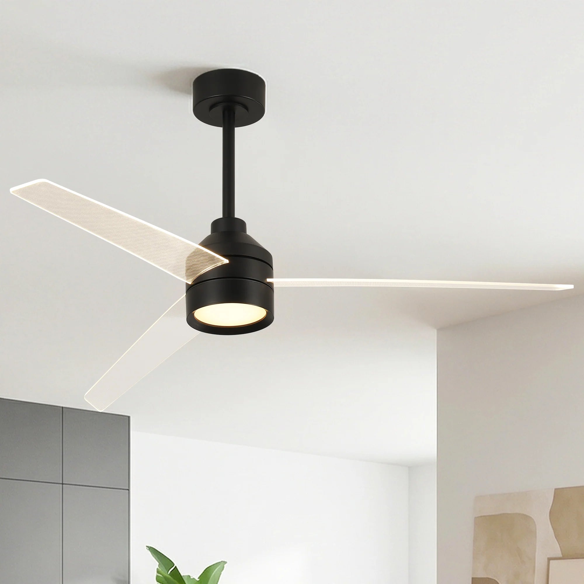 55" Xenia Black Ceiling Fan with Clear Blades