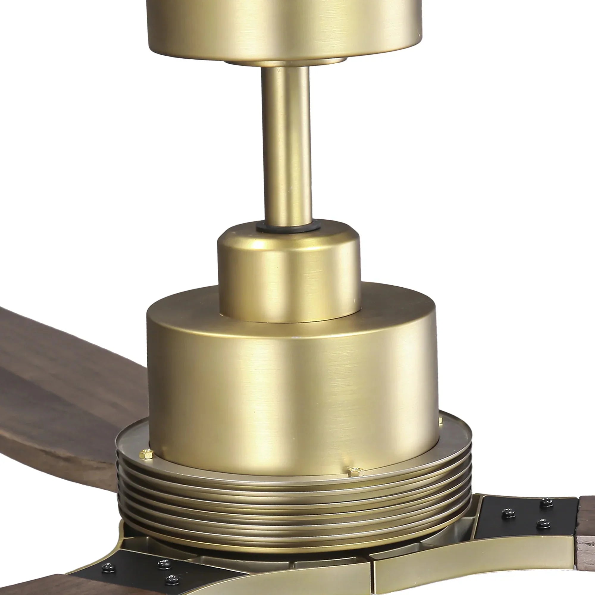 56 Inch Soft Brass LED Solid Wood Ceiling Fan - IPLUS Lighting