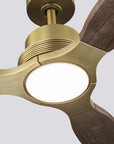 56 Inch Soft Brass LED Solid Wood Ceiling Fan - IPLUS Lighting