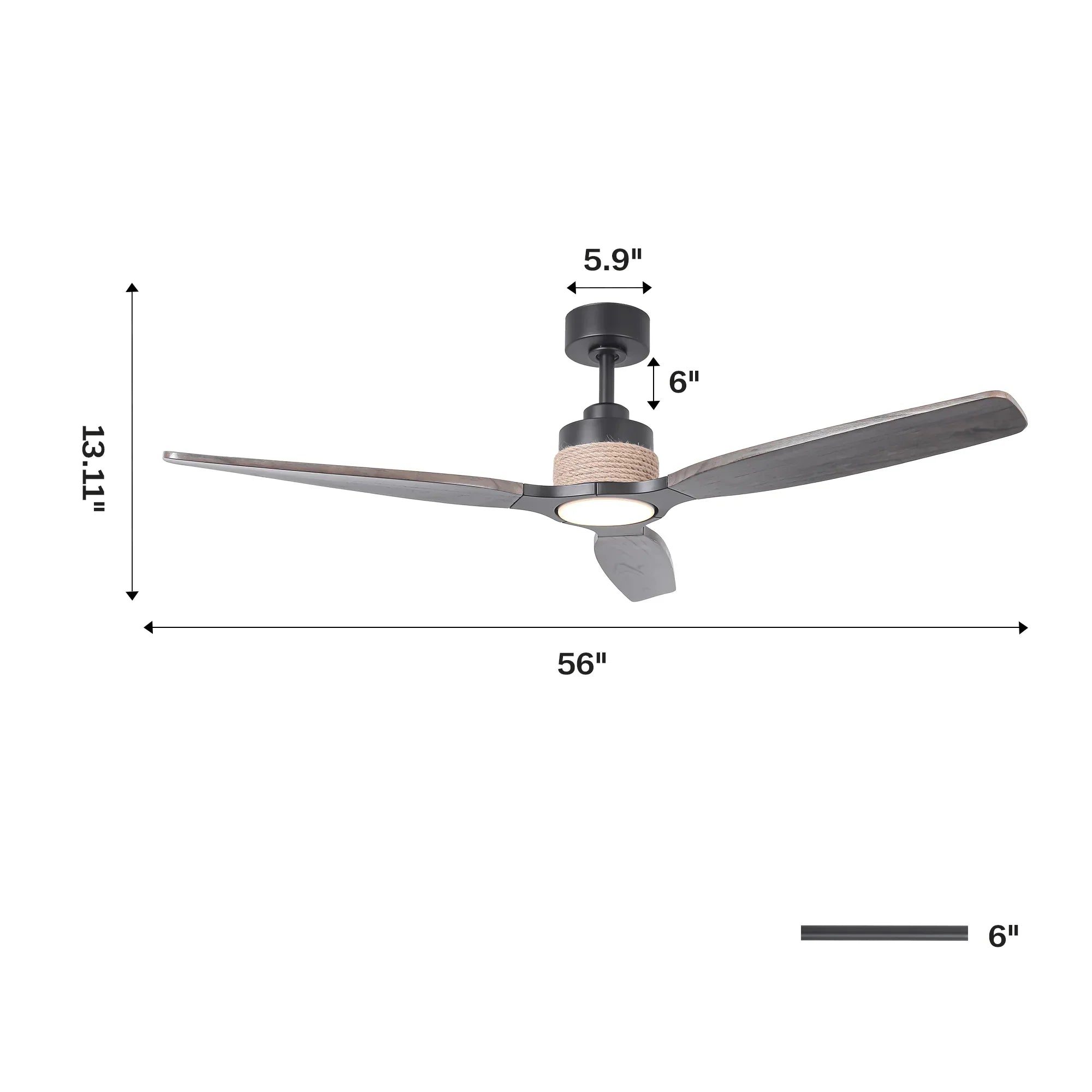 56 Inch Louise LED Wood Blades Ceiling Fan with Remote Control - IPLUS Lighting