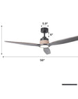 56 Inch Louise LED Wood Blades Ceiling Fan with Remote Control - IPLUS Lighting