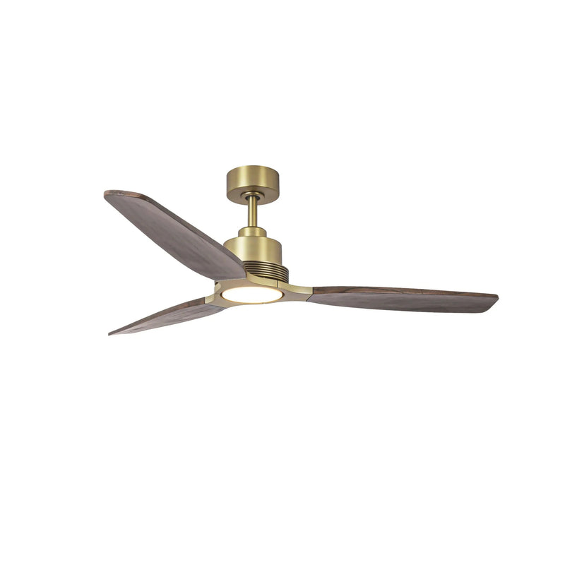 56 Inch Soft Brass LED Solid Wood Ceiling Fan
